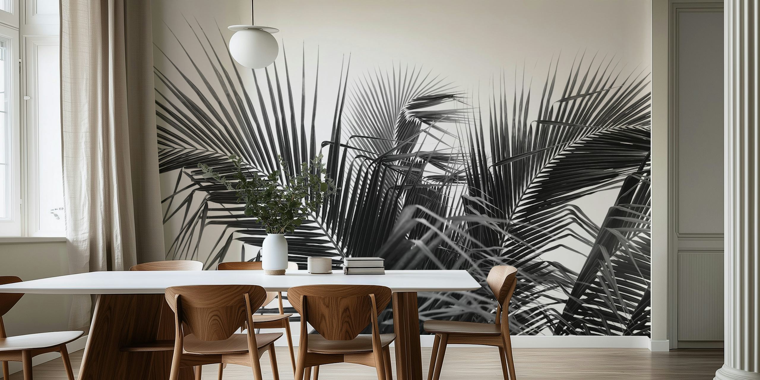 Lush Caribbean palms wallpaper in a room