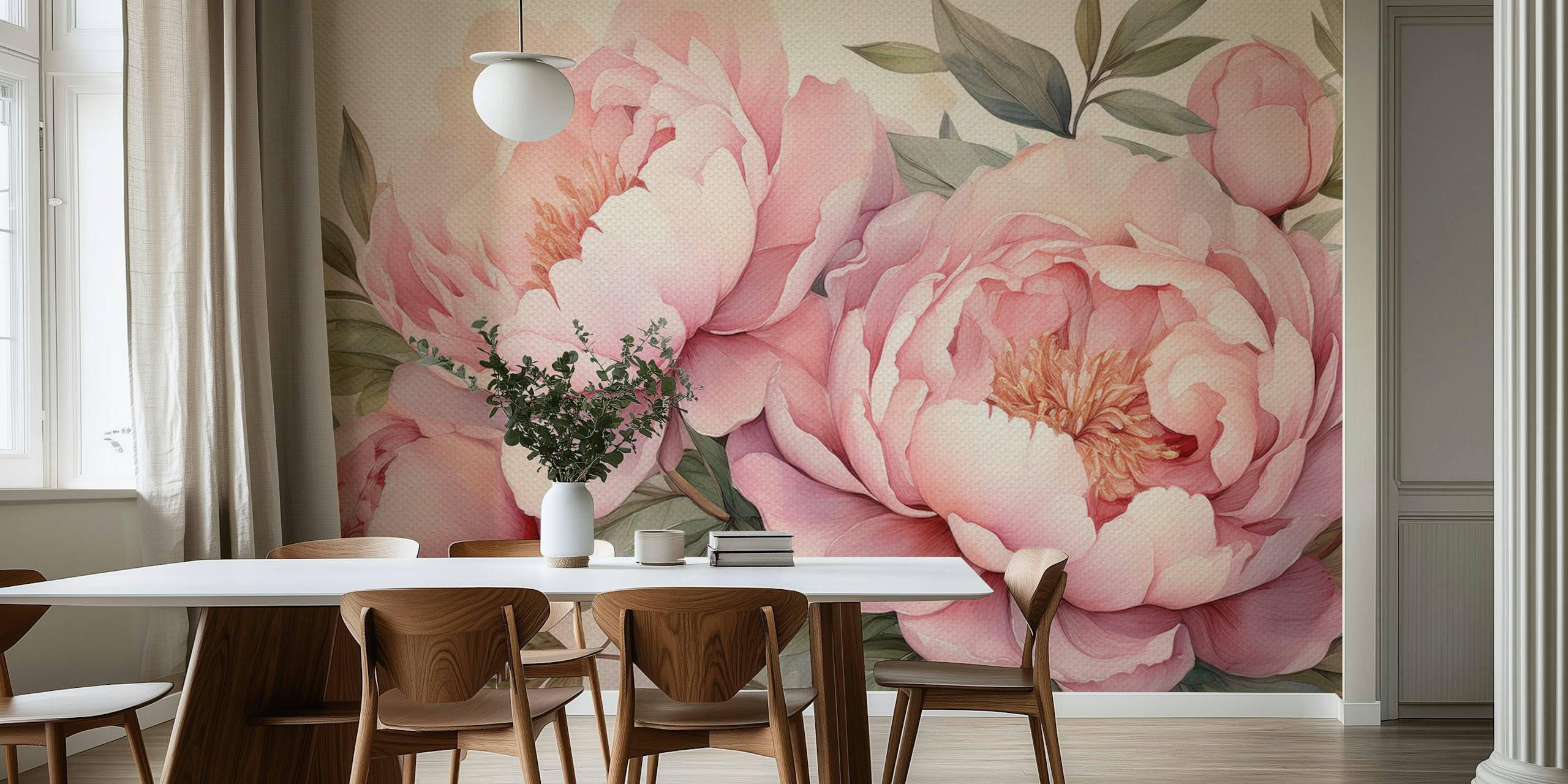 Tapeta Flower Blossoming Peony w pokoju