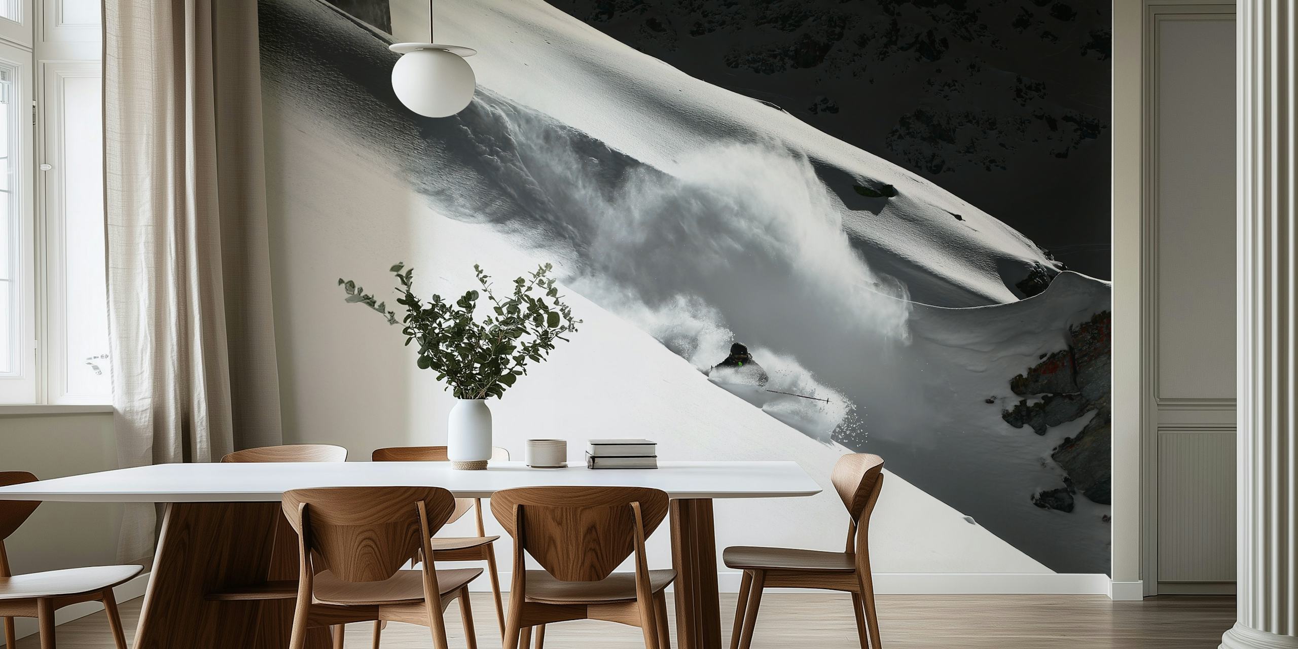 Snow-covered mountain slopes with powdery snow wallpaper