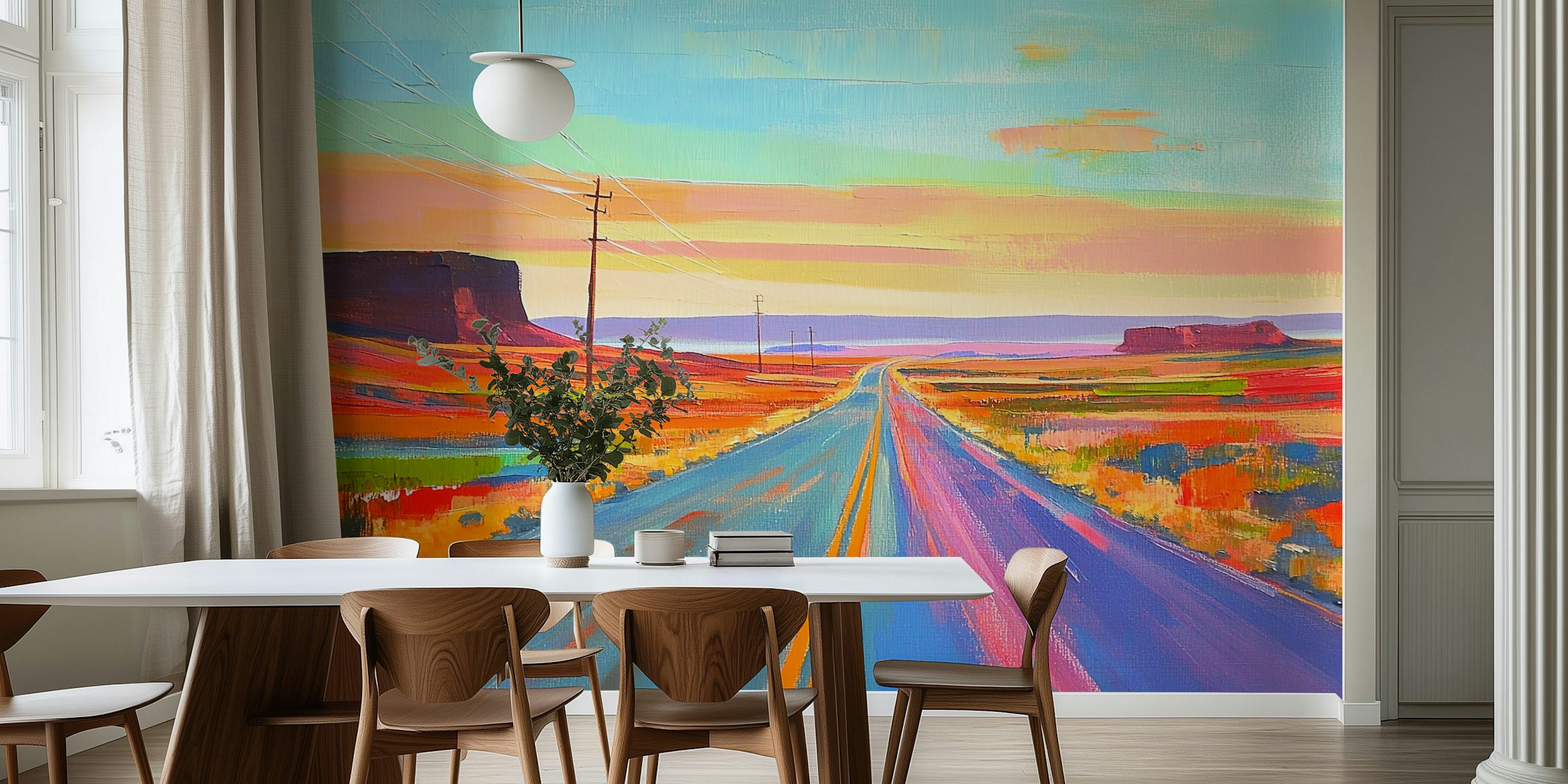 Highway to nowhere wallpaper in a room