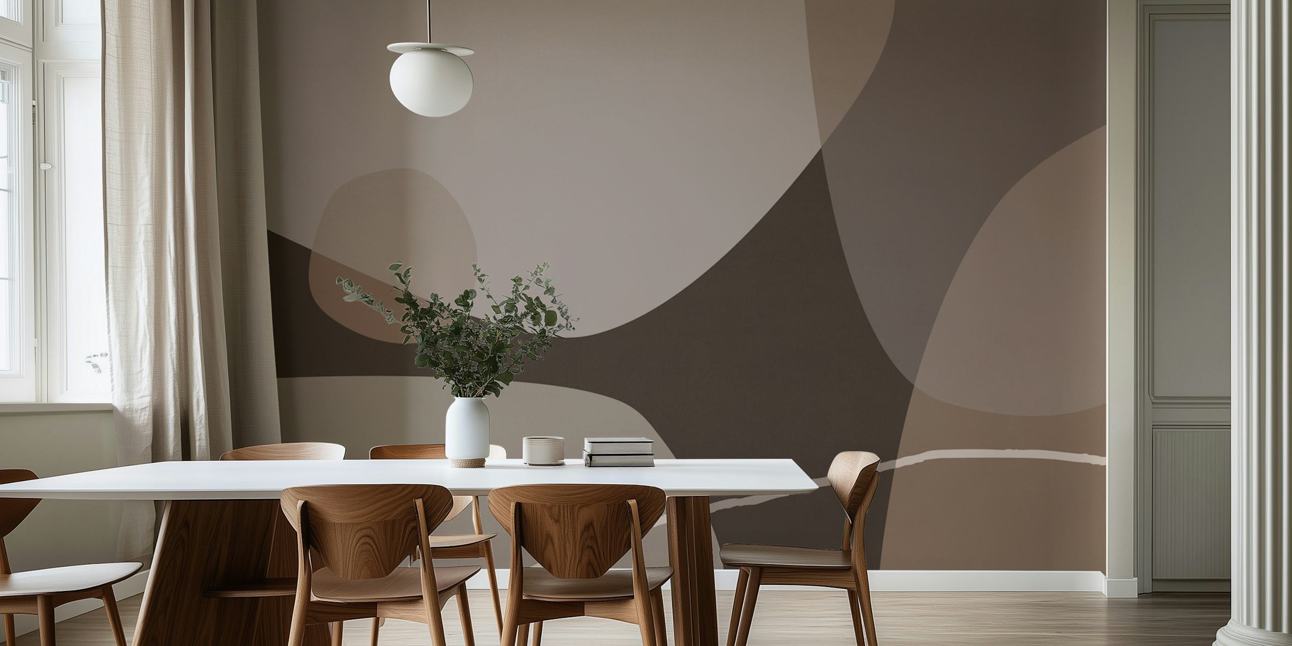 Soft Earthy Shapes wallpaper in a modern room
