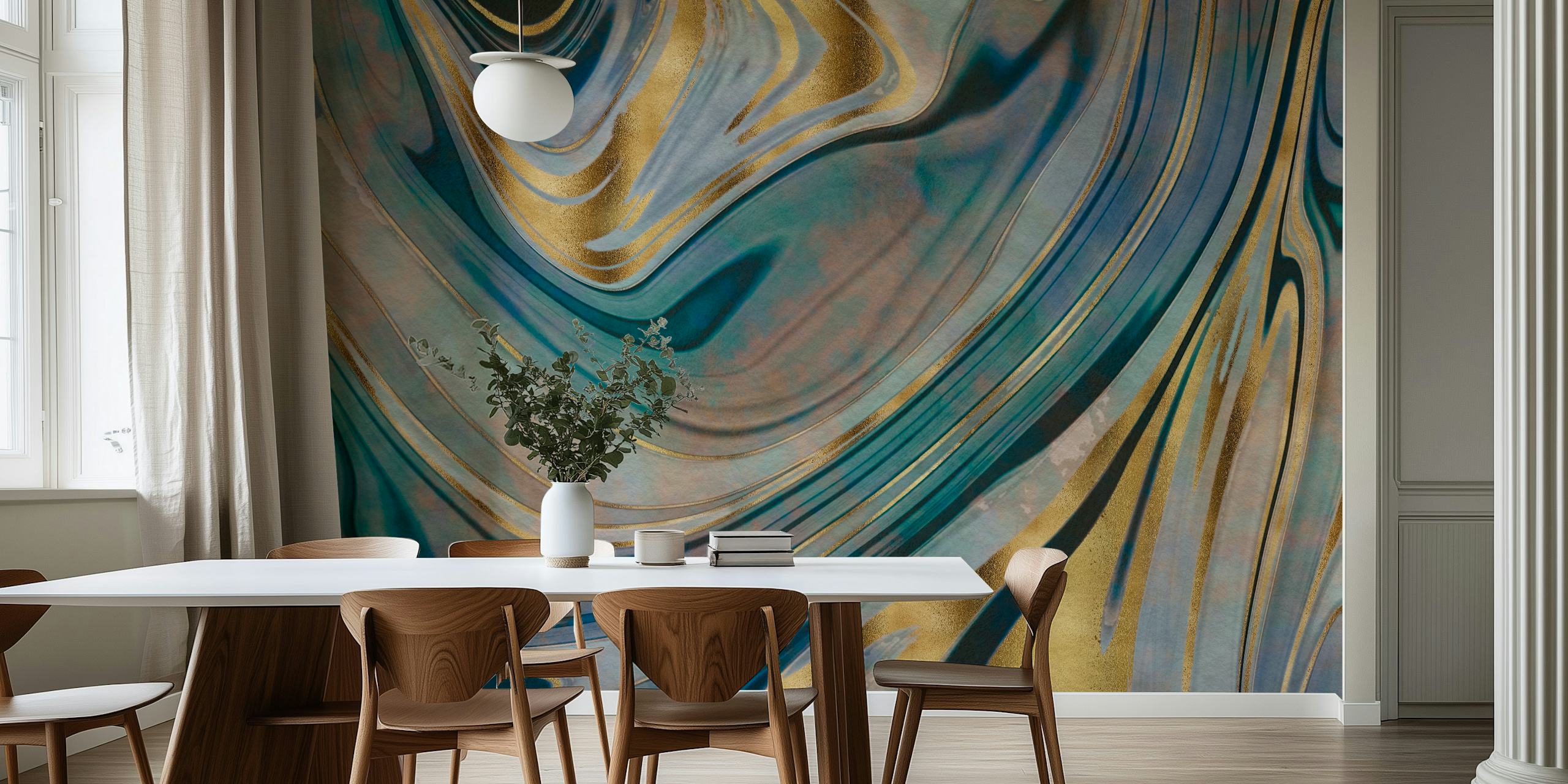 Marble Gold Green Glamour wallpaper in a room