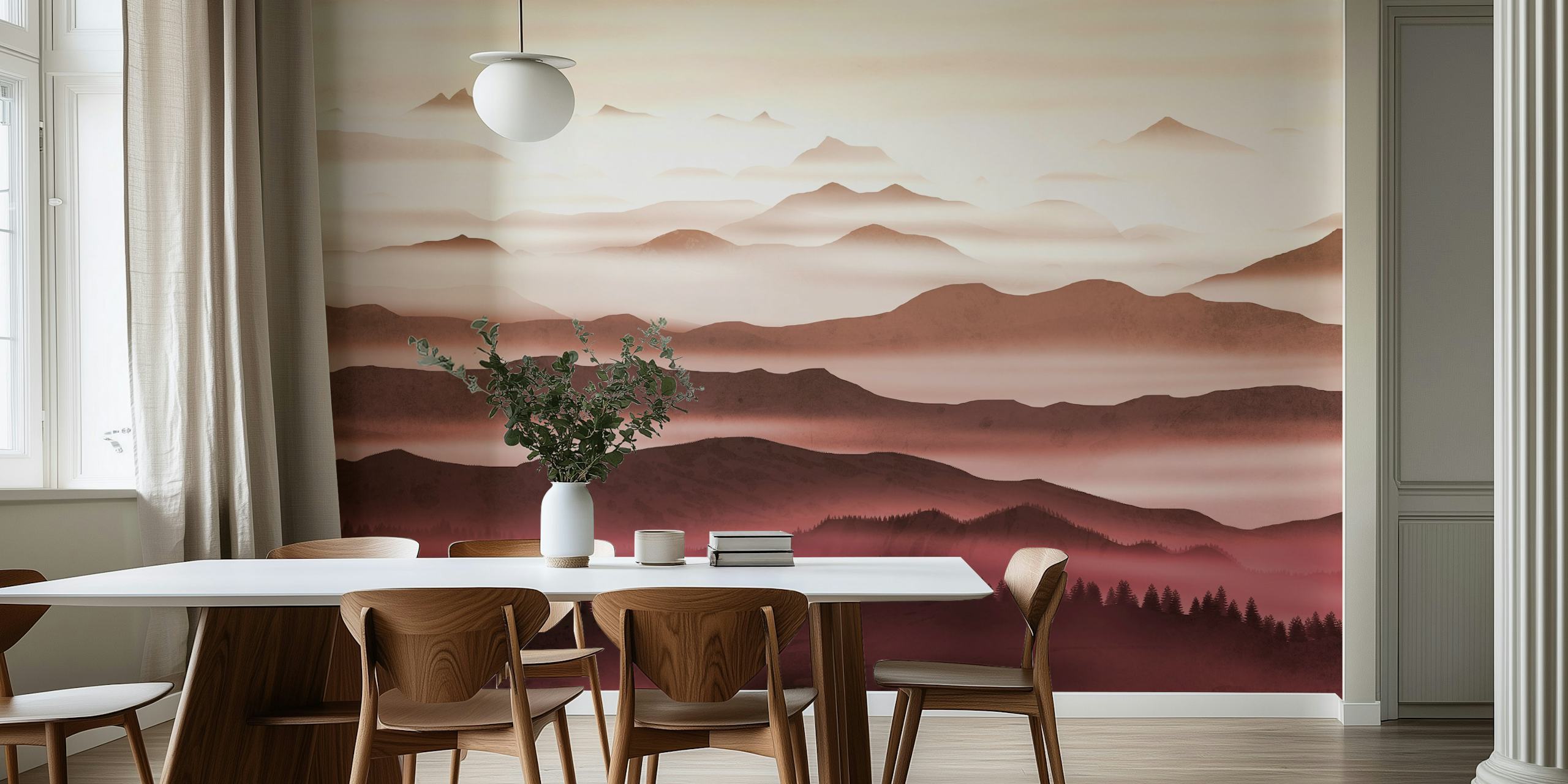 Carta da parati Red Horizons in una stanza moderna