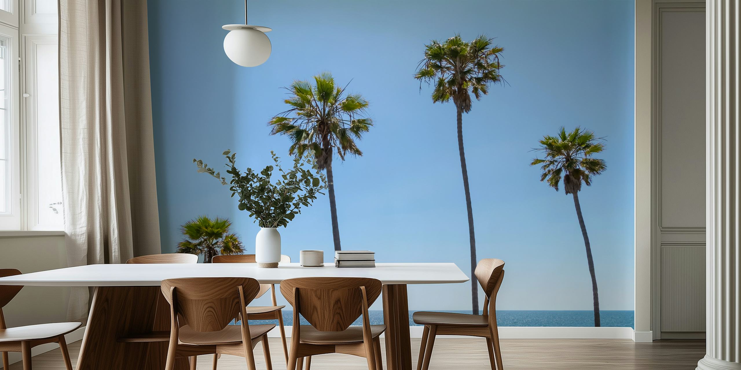 Palm trees by the sea tapetti huoneessa