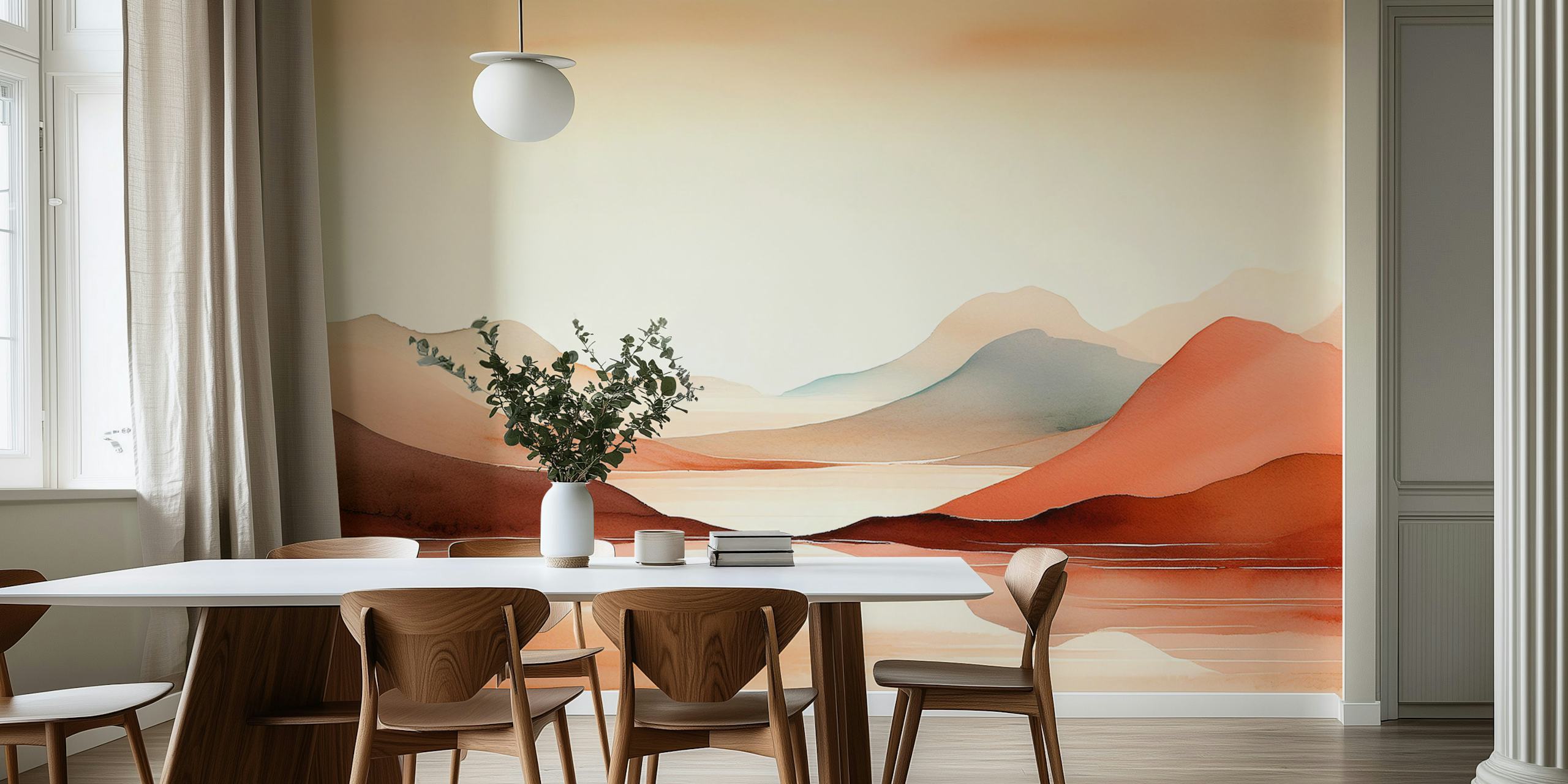 Peaceful Blush Mountains tapet i ett mysigt rum