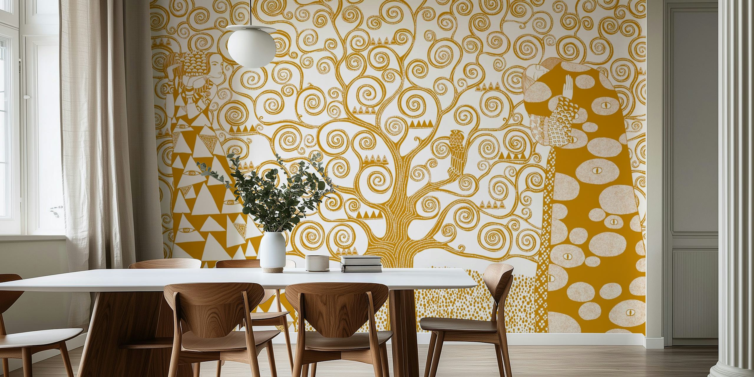 Golden Tree of Life Tapete in einem Raum