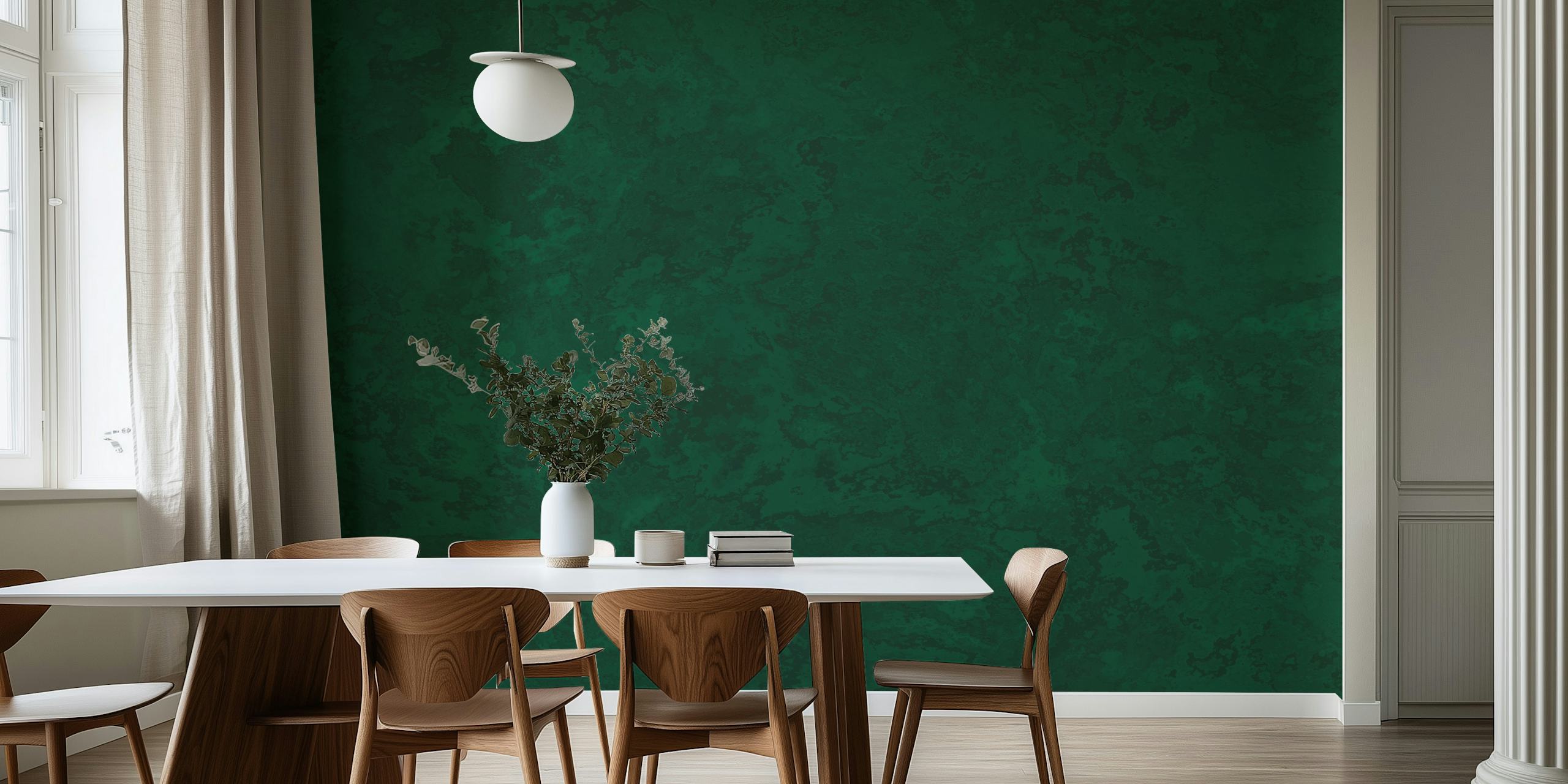 Papel pintado Emerald Green Concrete Texture en una habitación