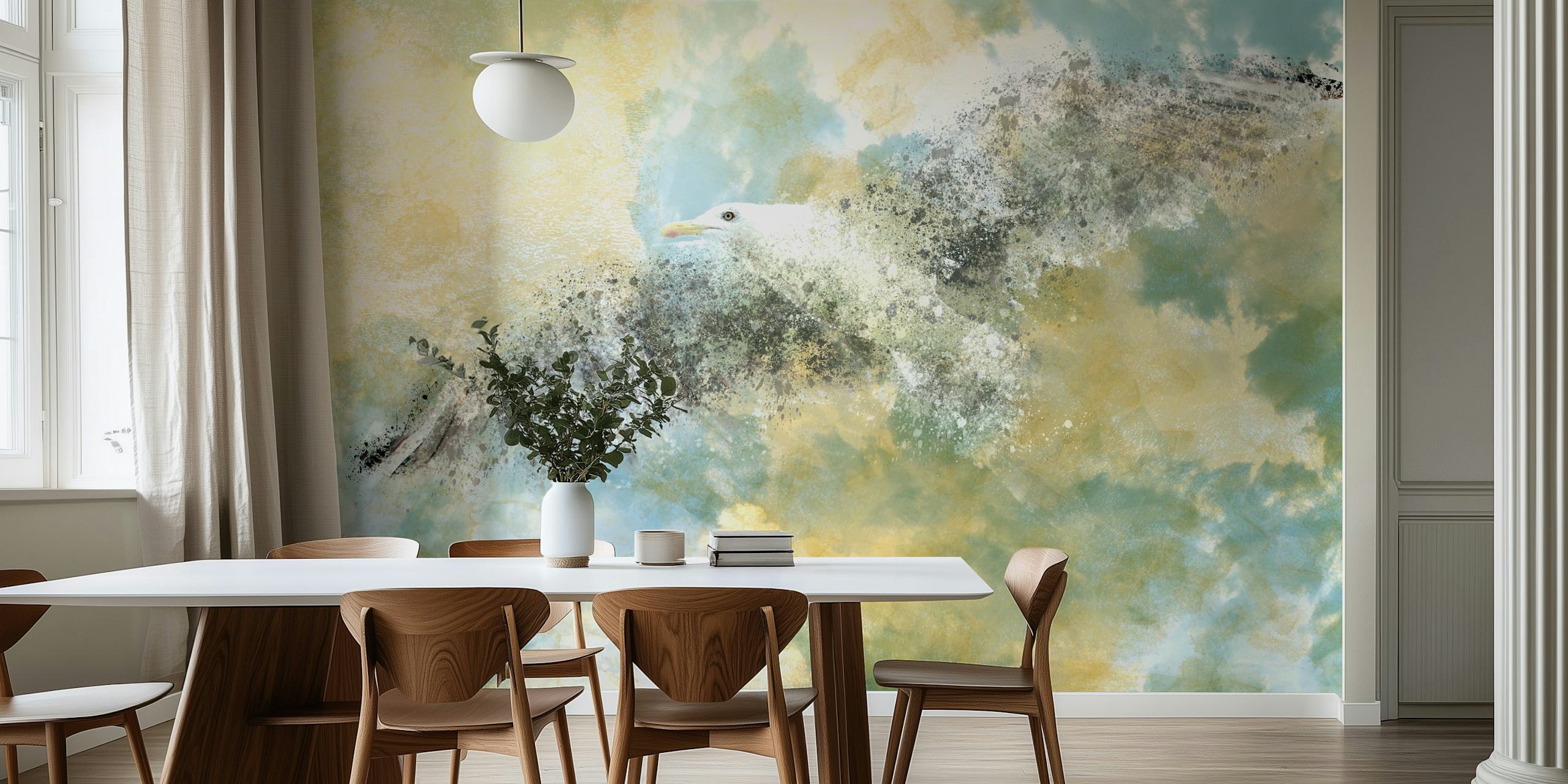 Vanishing Seagull wallpaper in a room