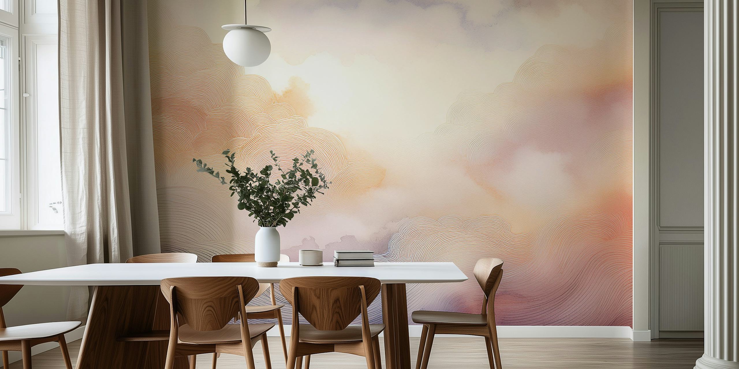 Pastel Cloud Dreamscape wallpaper displayed in a room