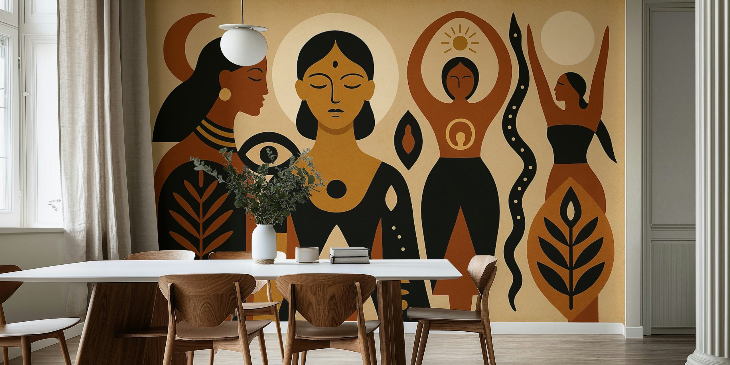 Sacred Feminine Symbols papel de parede em um quarto