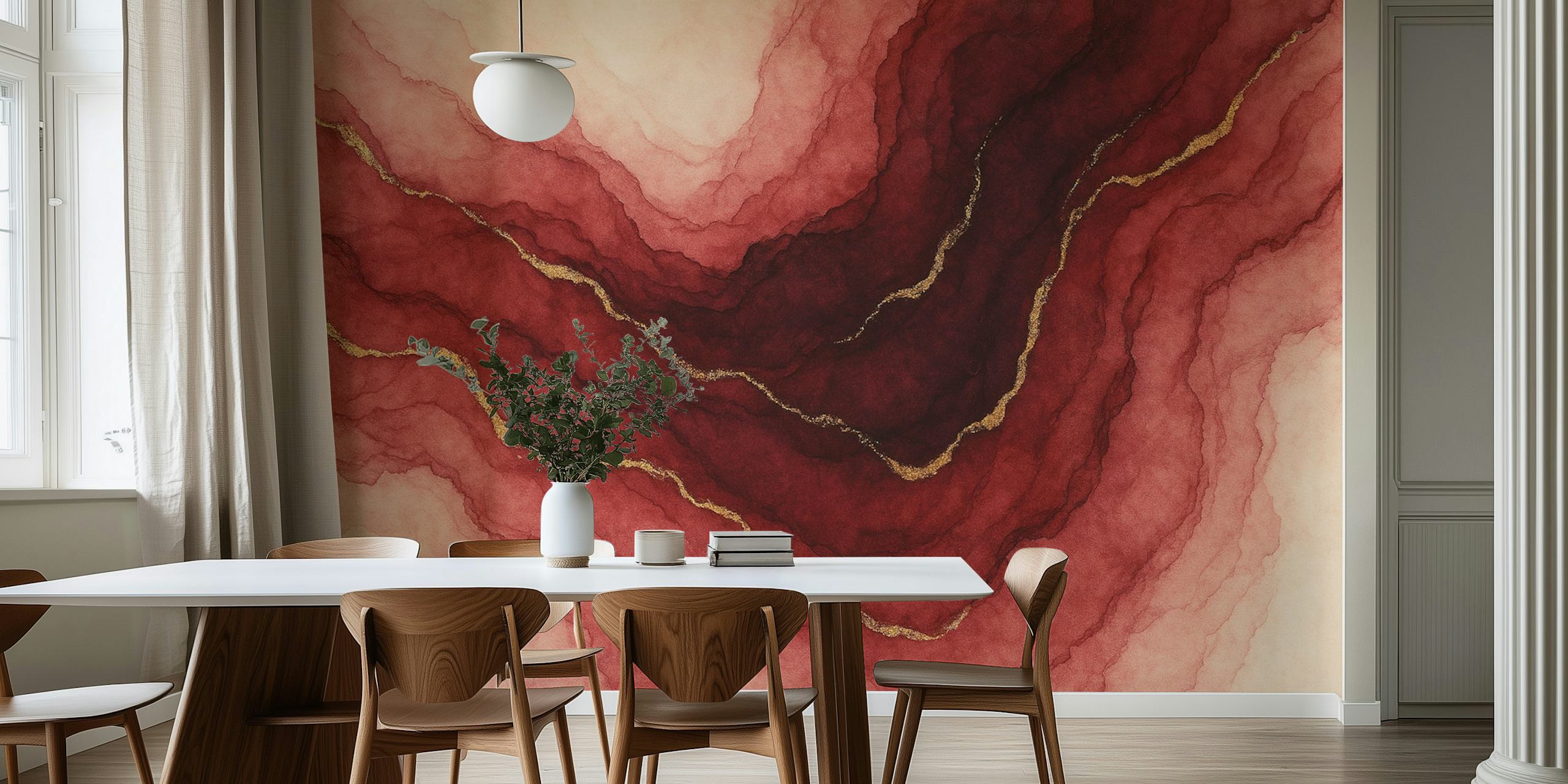 Tapeta Garnet Bloom w stylowym pokoju