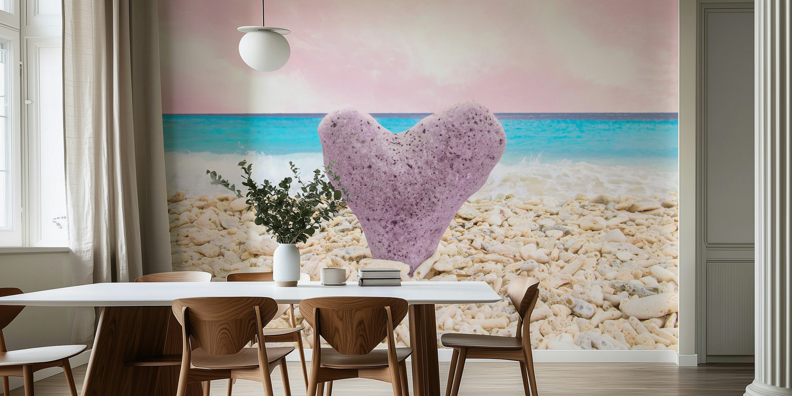 Heart-shaped stone near the water