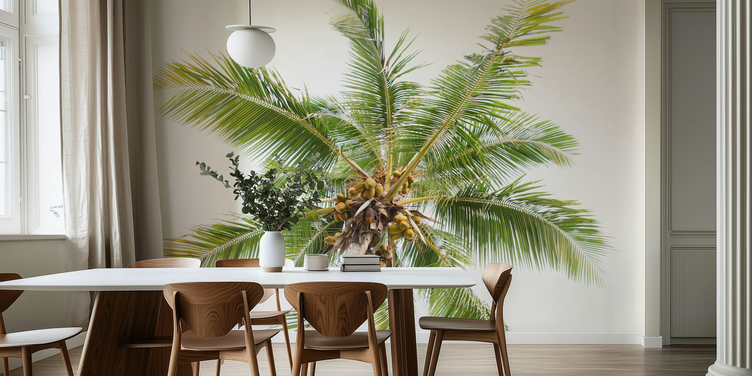 Caribbean Paradise Palms wallpaper design in a room