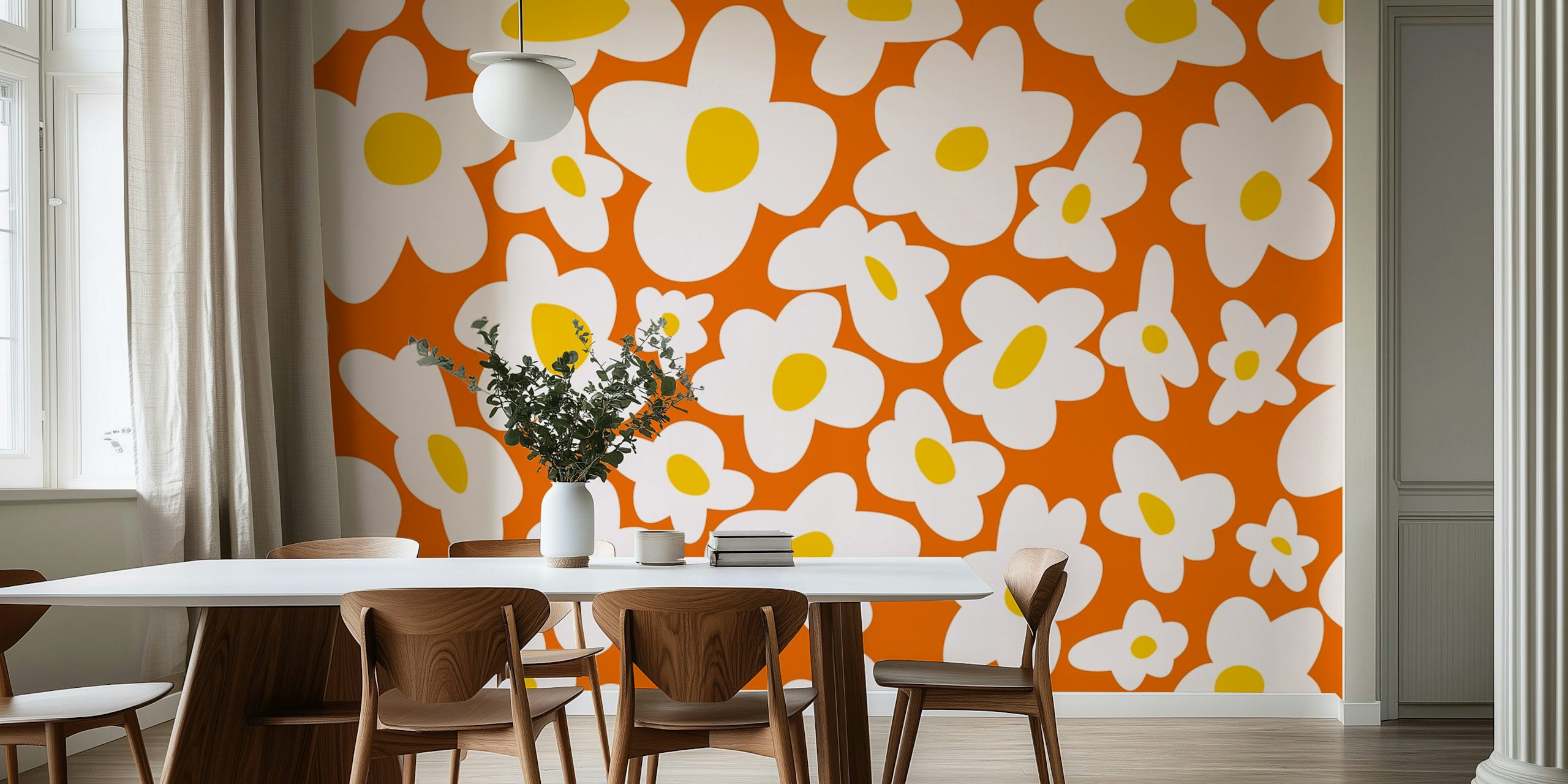 Papel tapiz Groovy Seventies Daisy Parade en una habitación