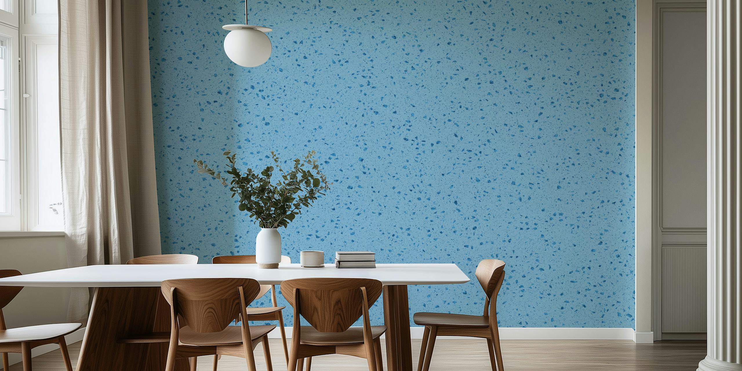 Blue terrazzo texture with speckled patterns wallpaper