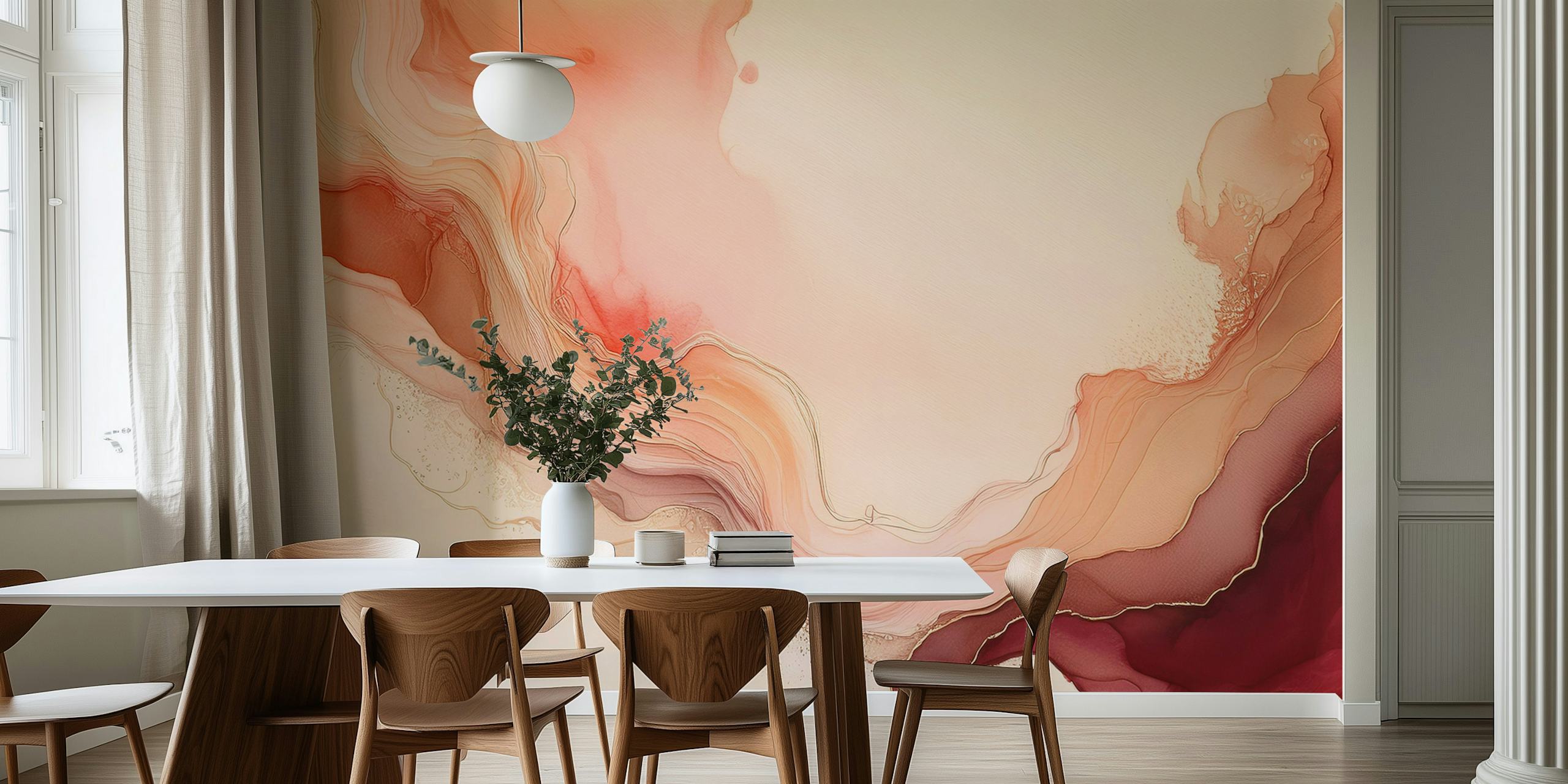 Ταπετσαρία Flowing Coral Dreams σε ένα δωμάτιο