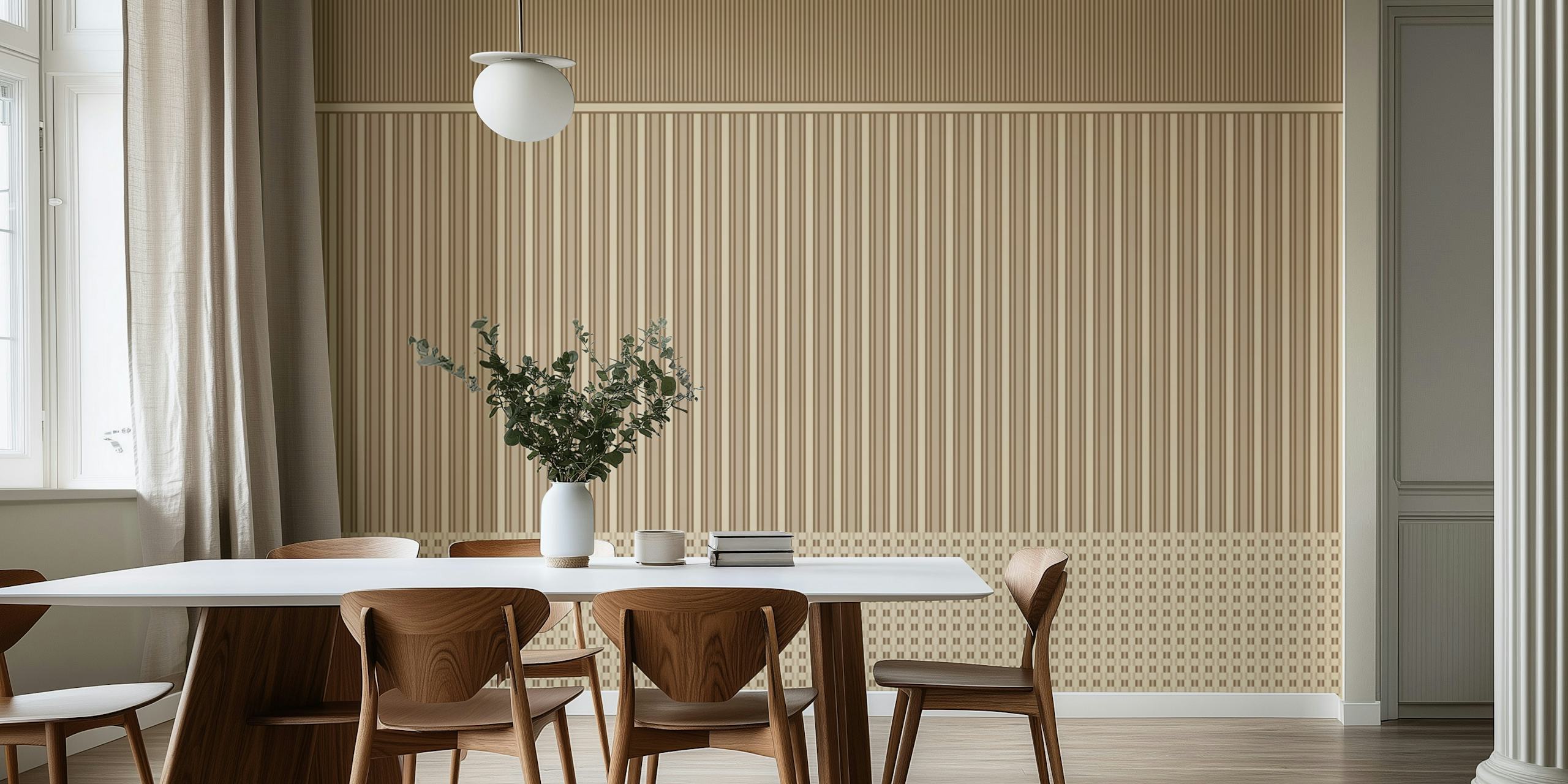 Heritage panel stripes wallpaper in a room