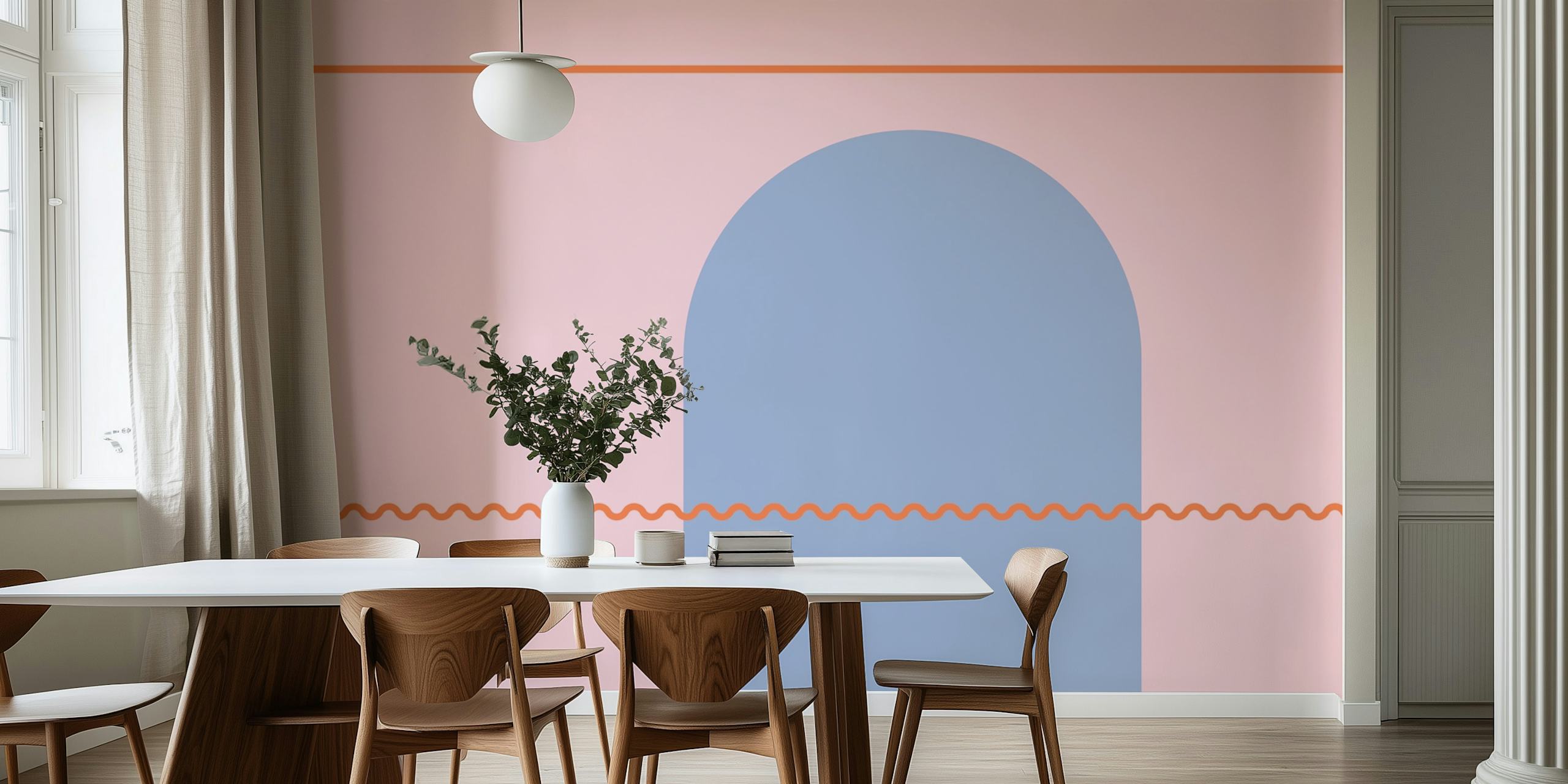 Pink and blue abstract geometric shapes wallpaper