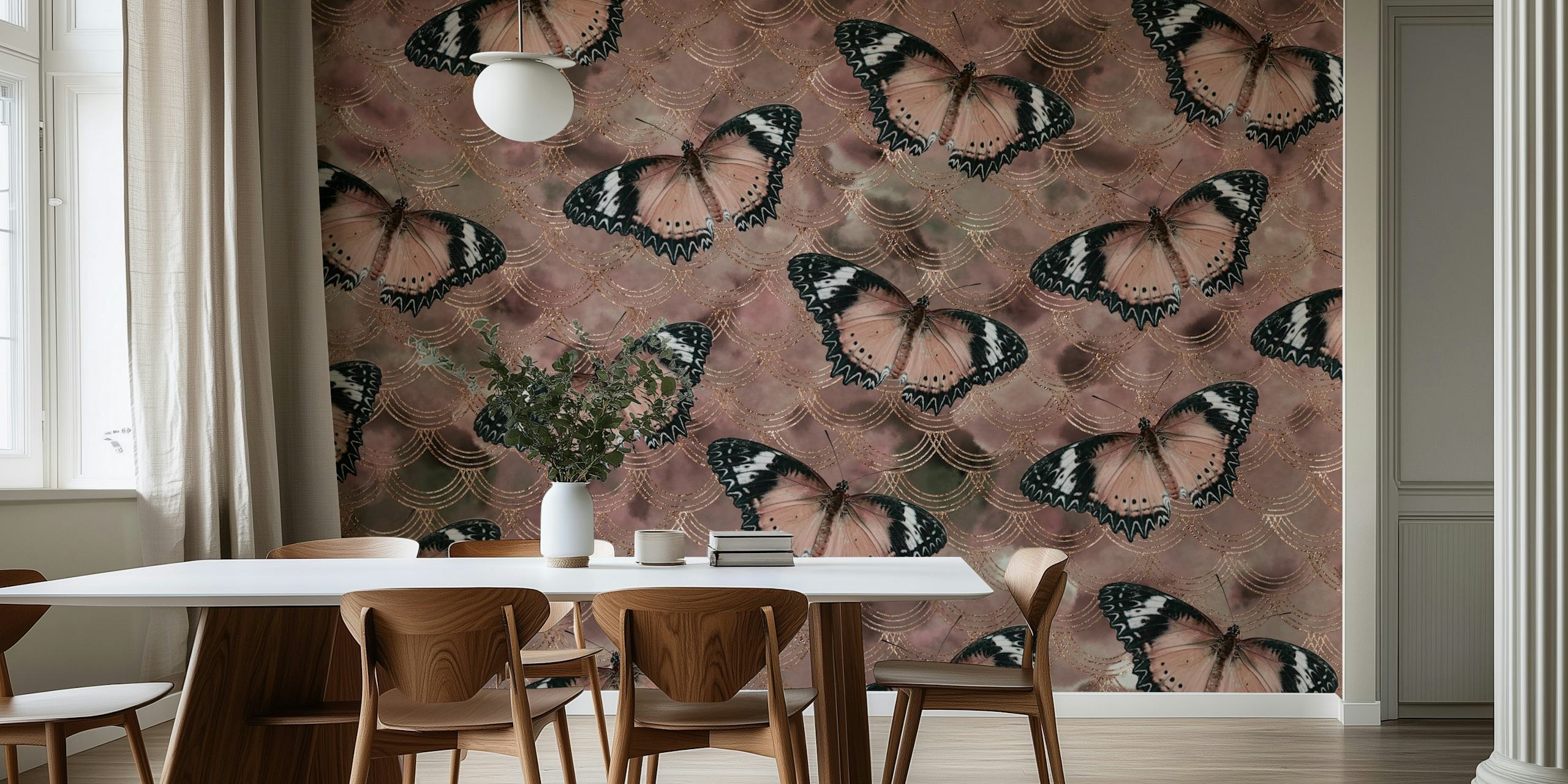 Butterfly wallpaper design i et rum