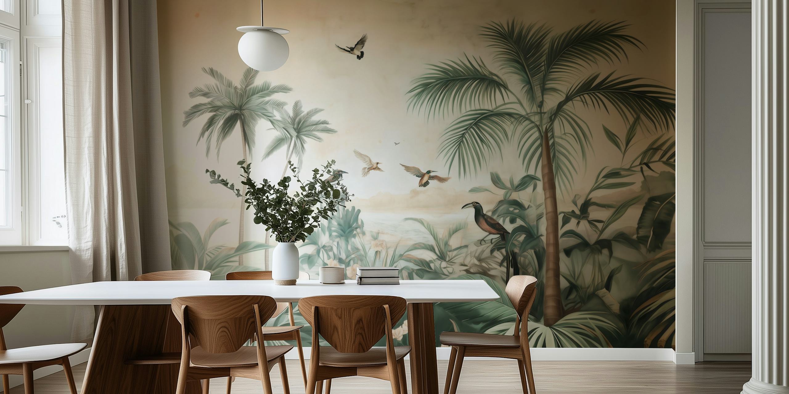 Lush Jungle Oasis wallpaper in a room