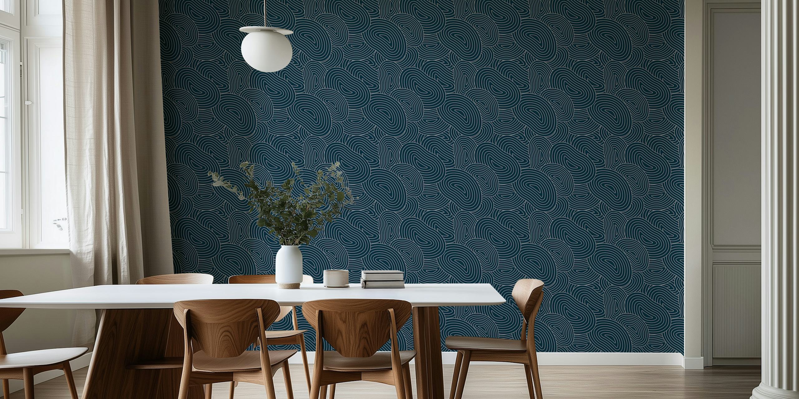 Papel tapiz Navy Wave Design en una habitación