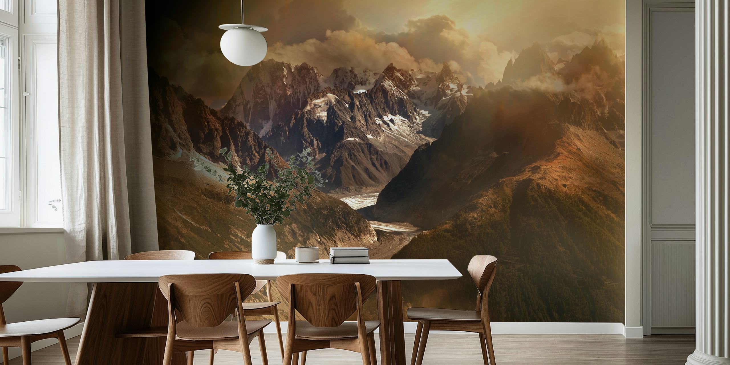 Majestic mountain landscape with rich colors and textures wallpaper
