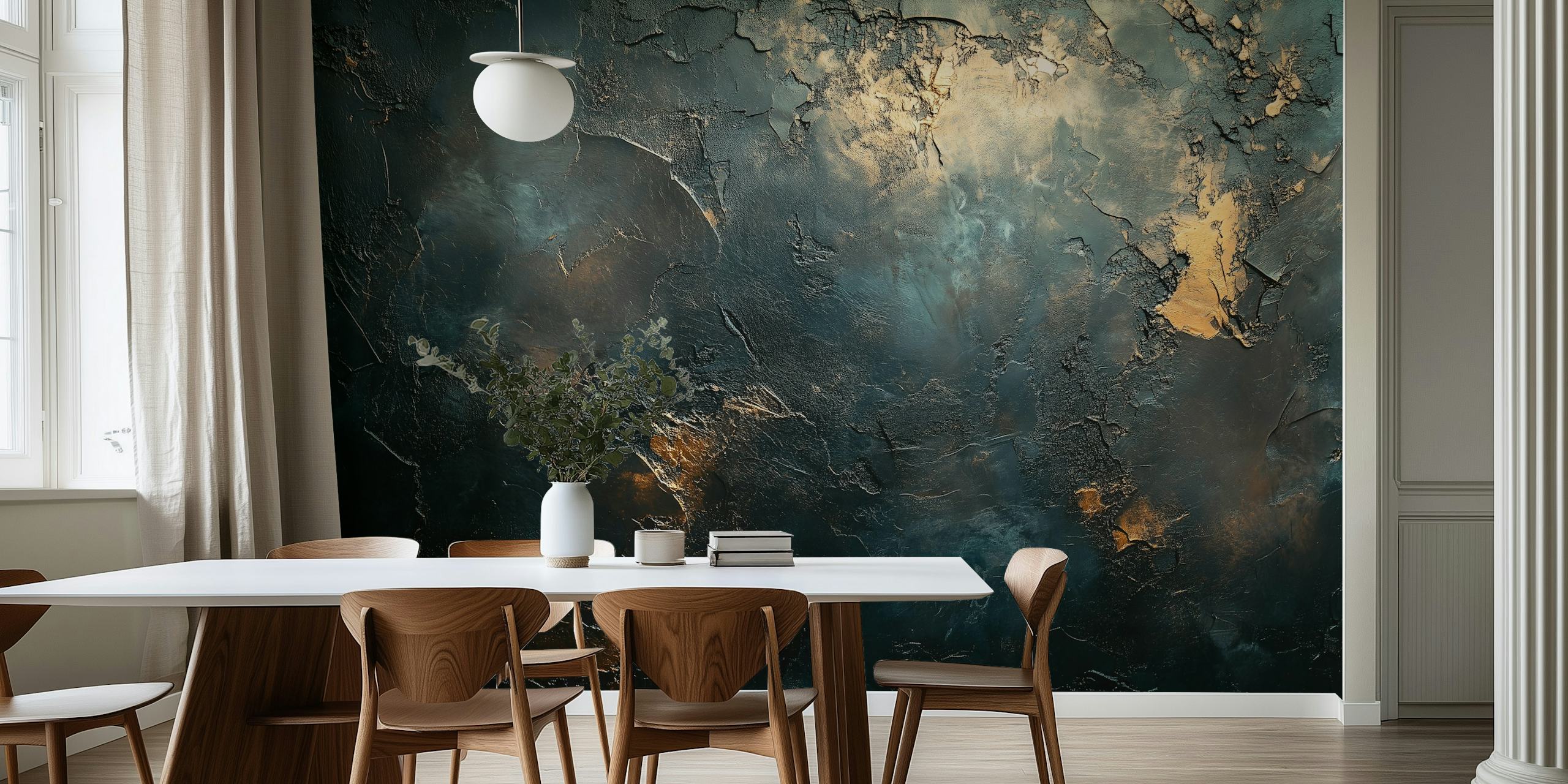 Mystical nightscape wallpaper in a room