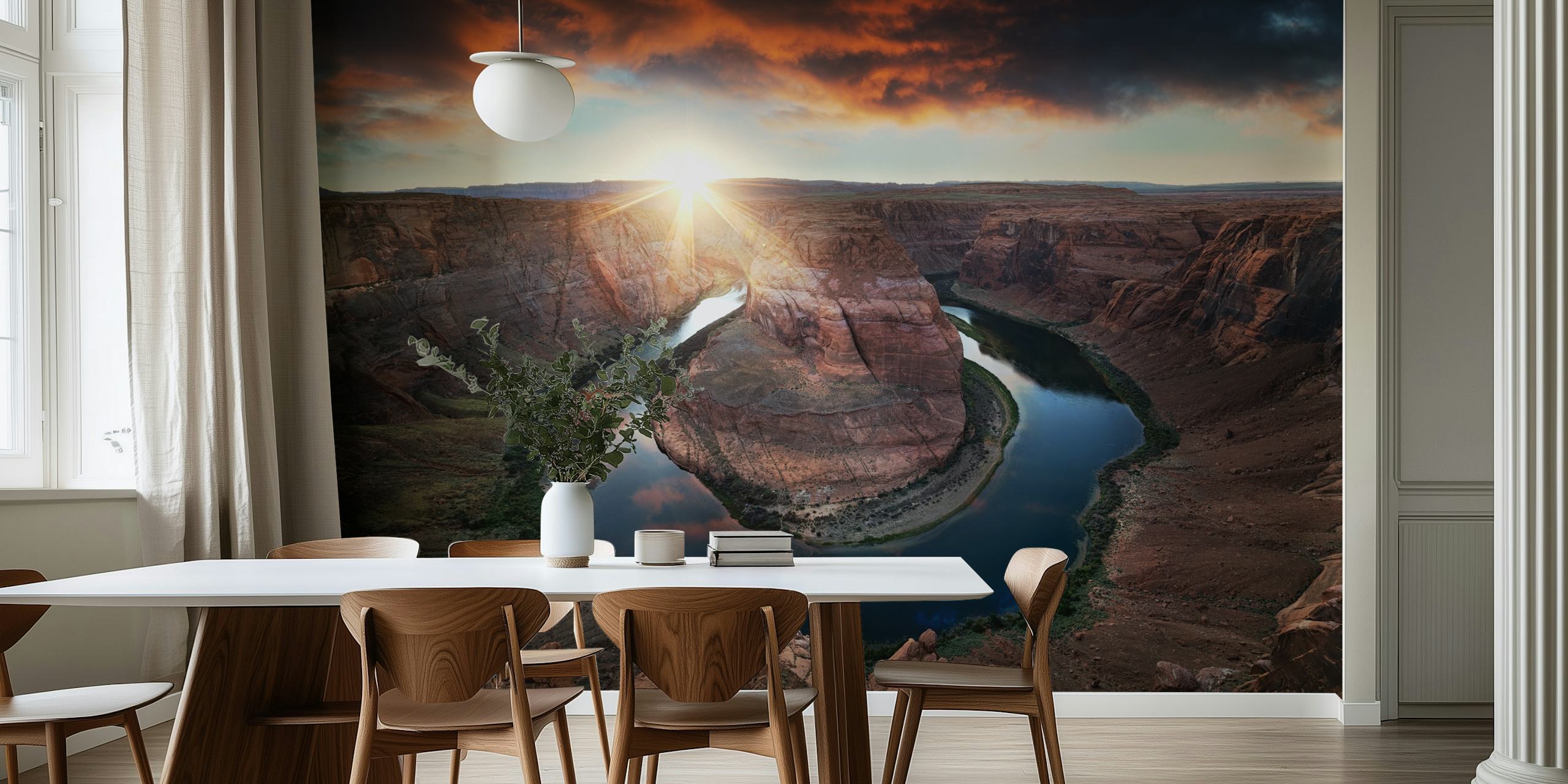 Horseshoe Bend wallpaper in a modern room