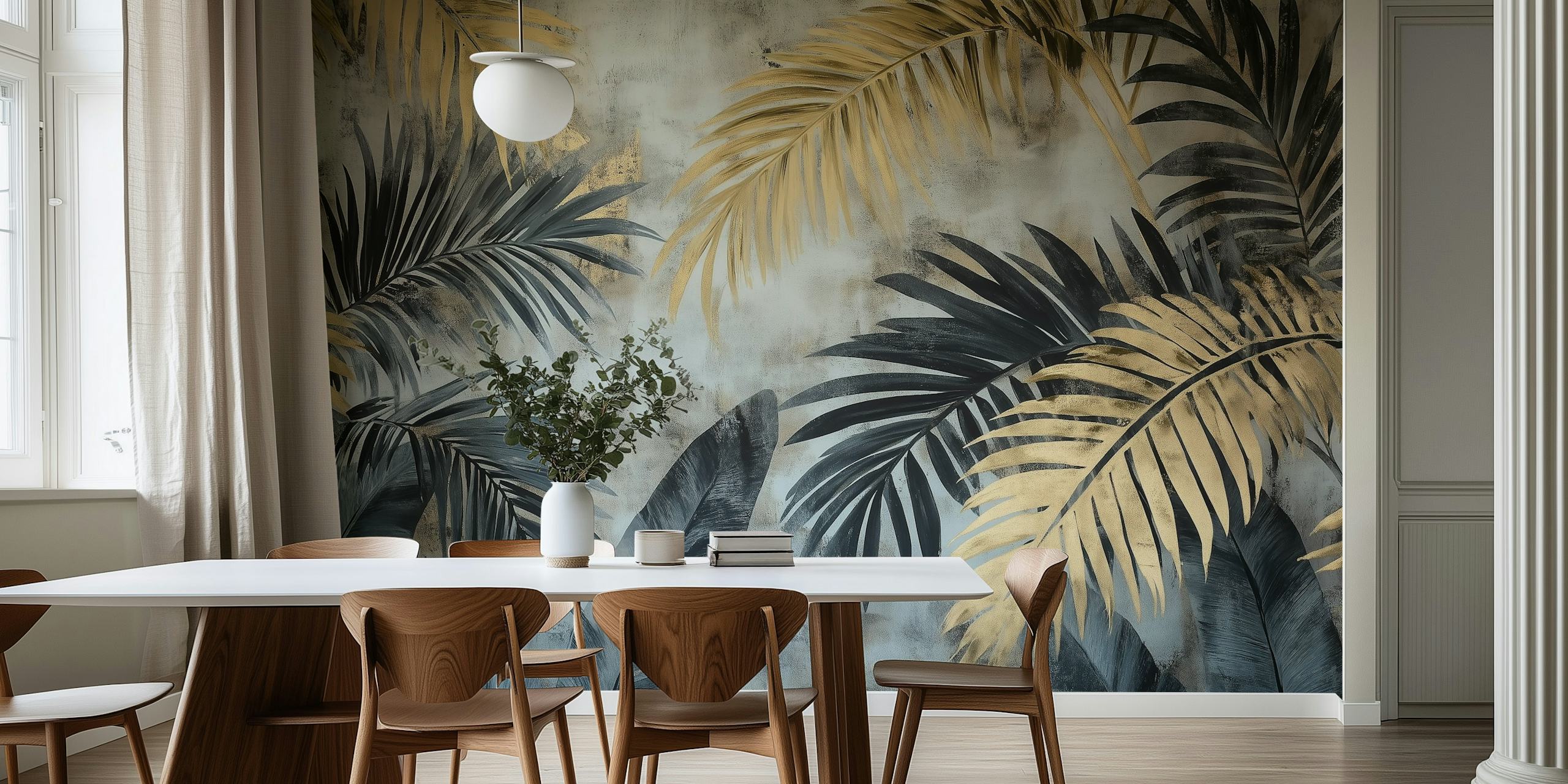 Golden Palm Paradise wallpaper in een kamer