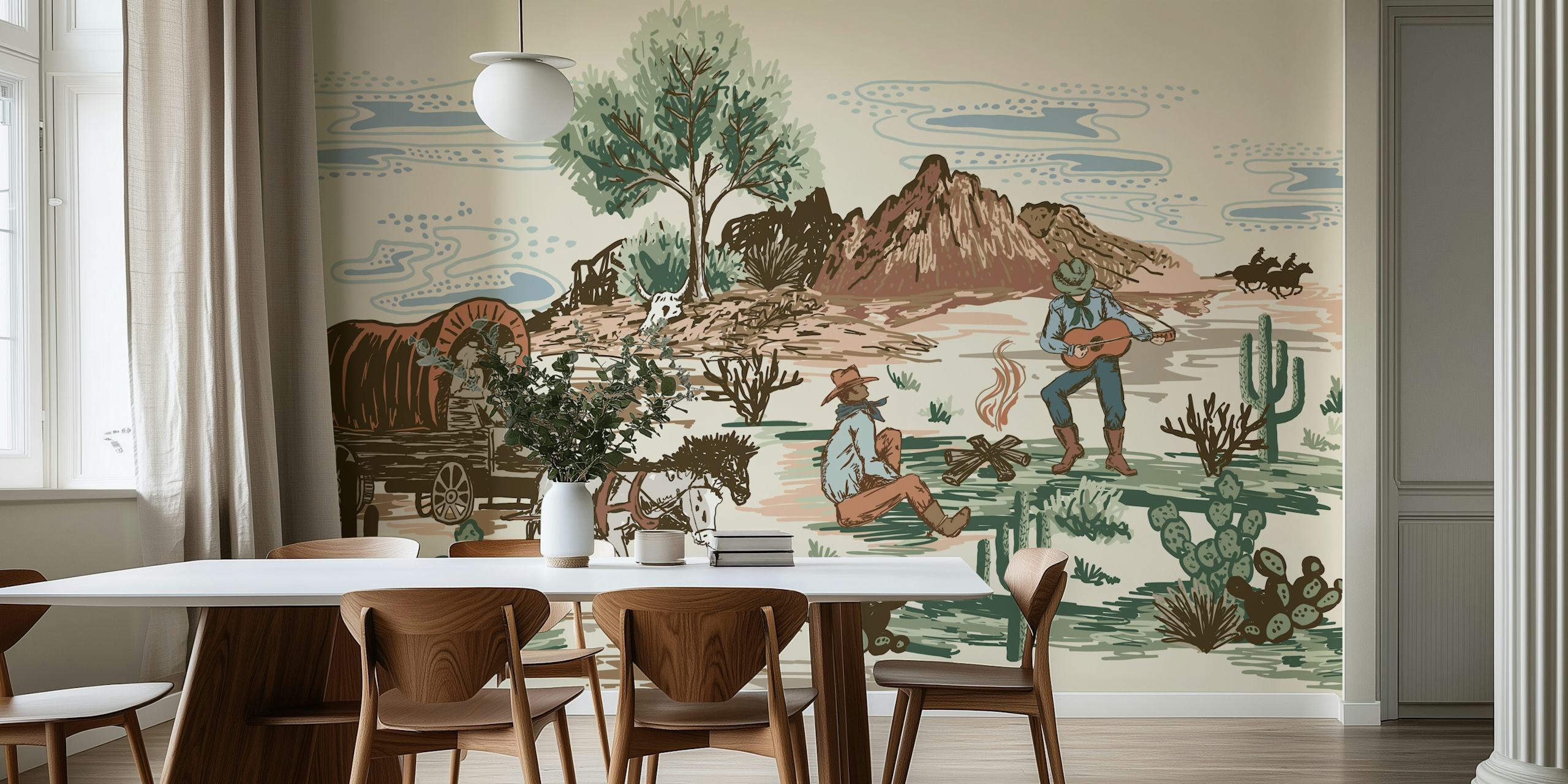 Western Cowboy wallpaper featuring a frontier scene