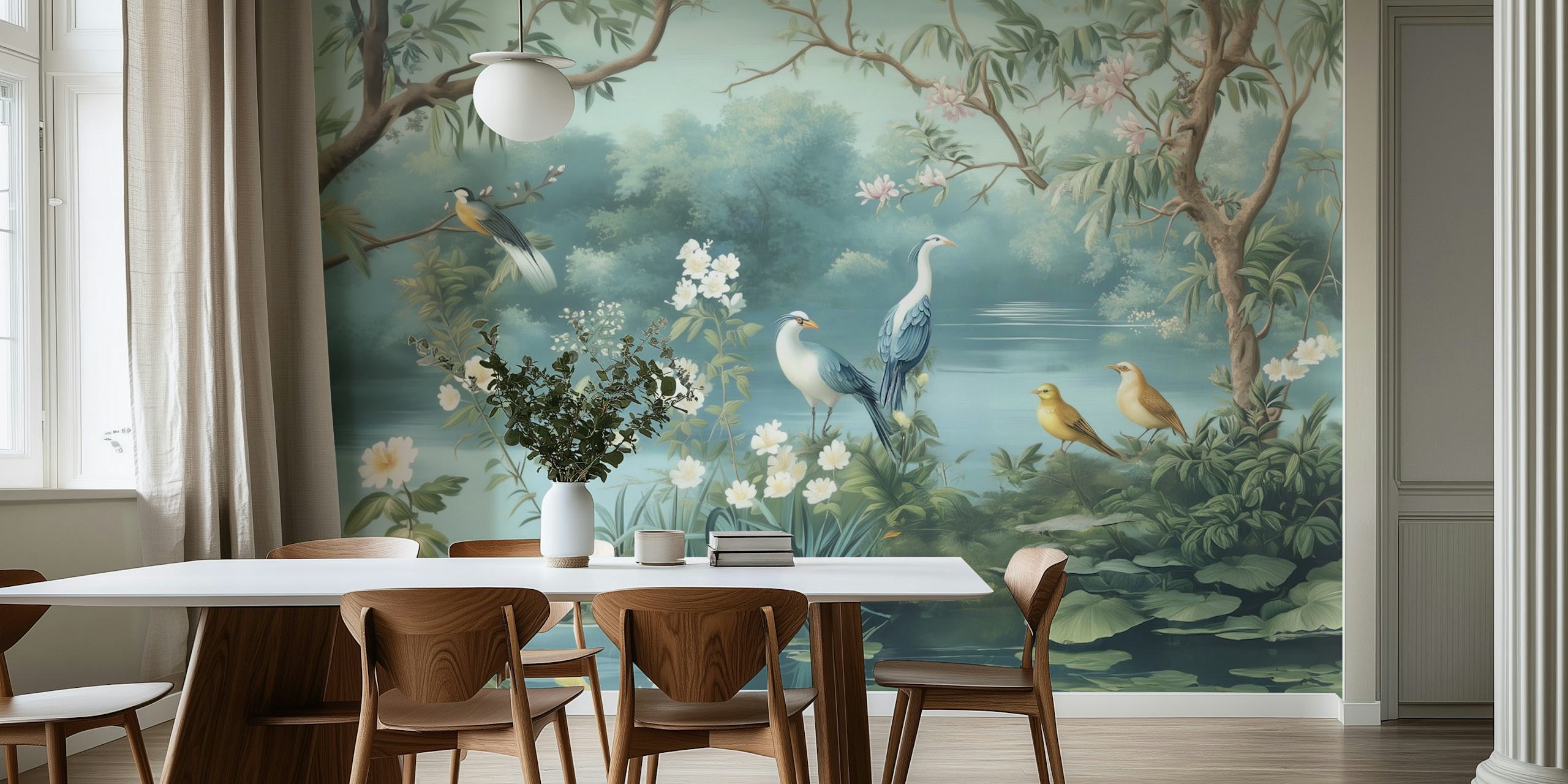 Dizajn tapete Serene Bird Paradise u sobi