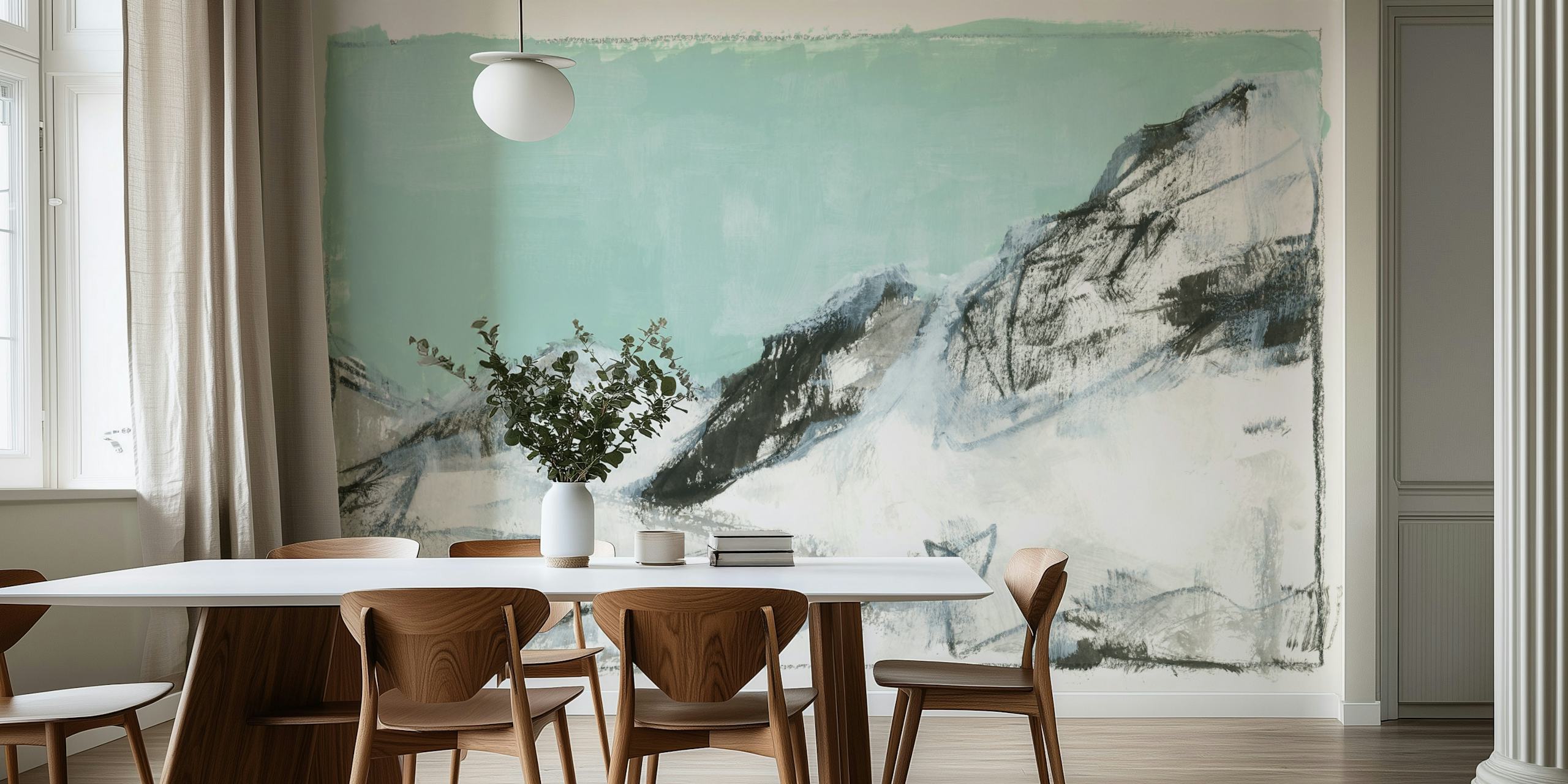 White Mountains Print No1 tapetti huoneessa