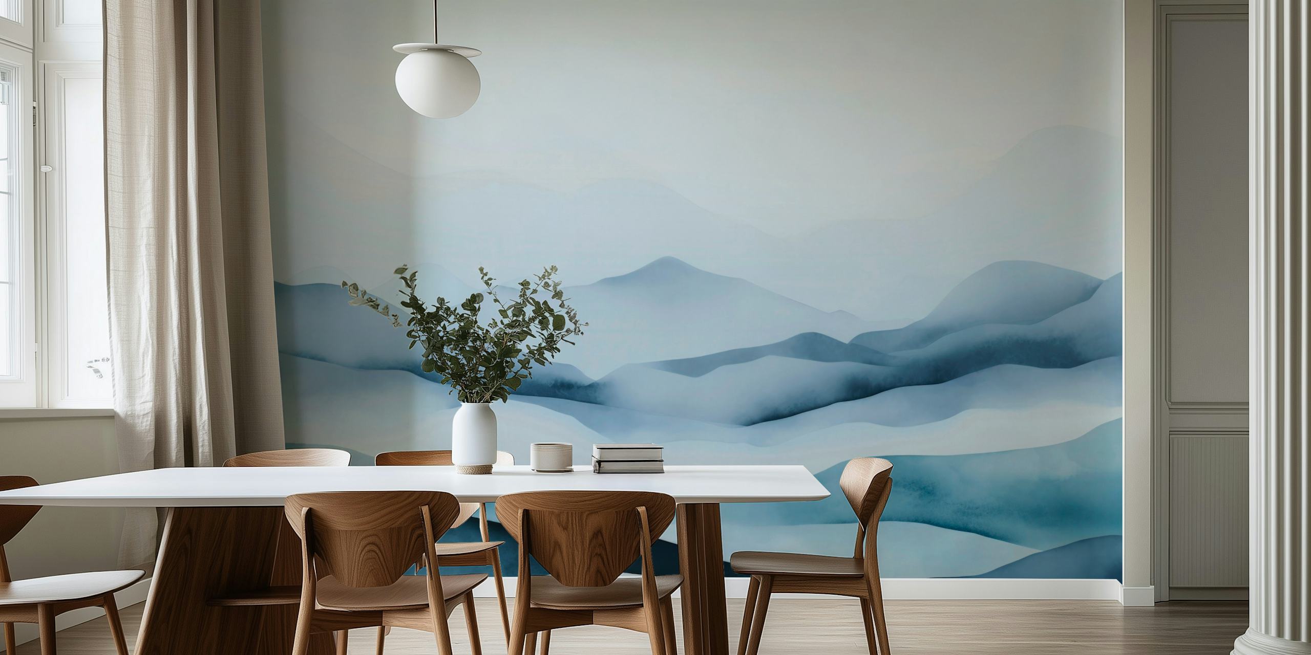 Tapeta s designem Blue Hour Peaceful Mountain Mist