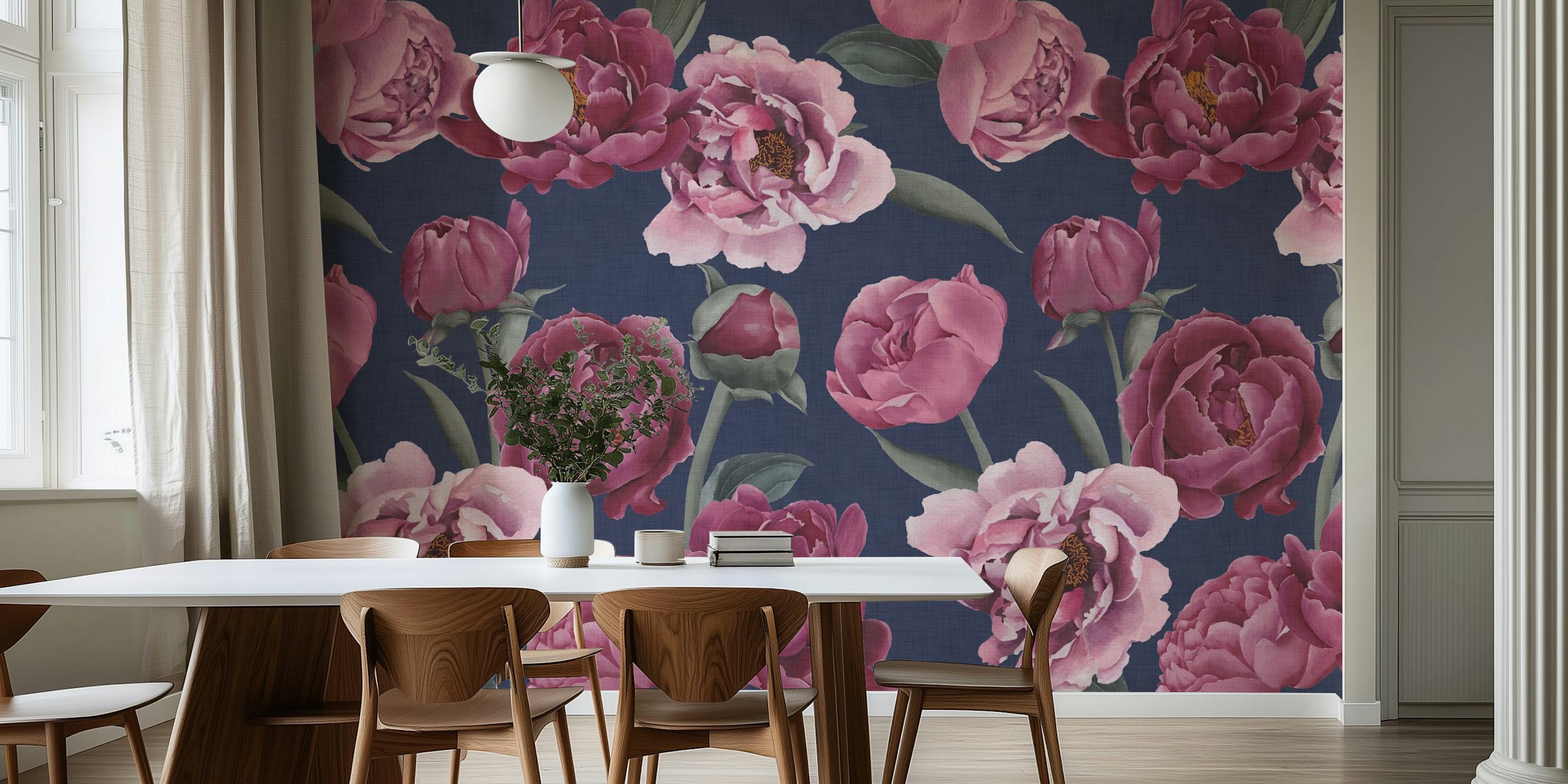 Tapeta Elegant Peony Blooms u sobi