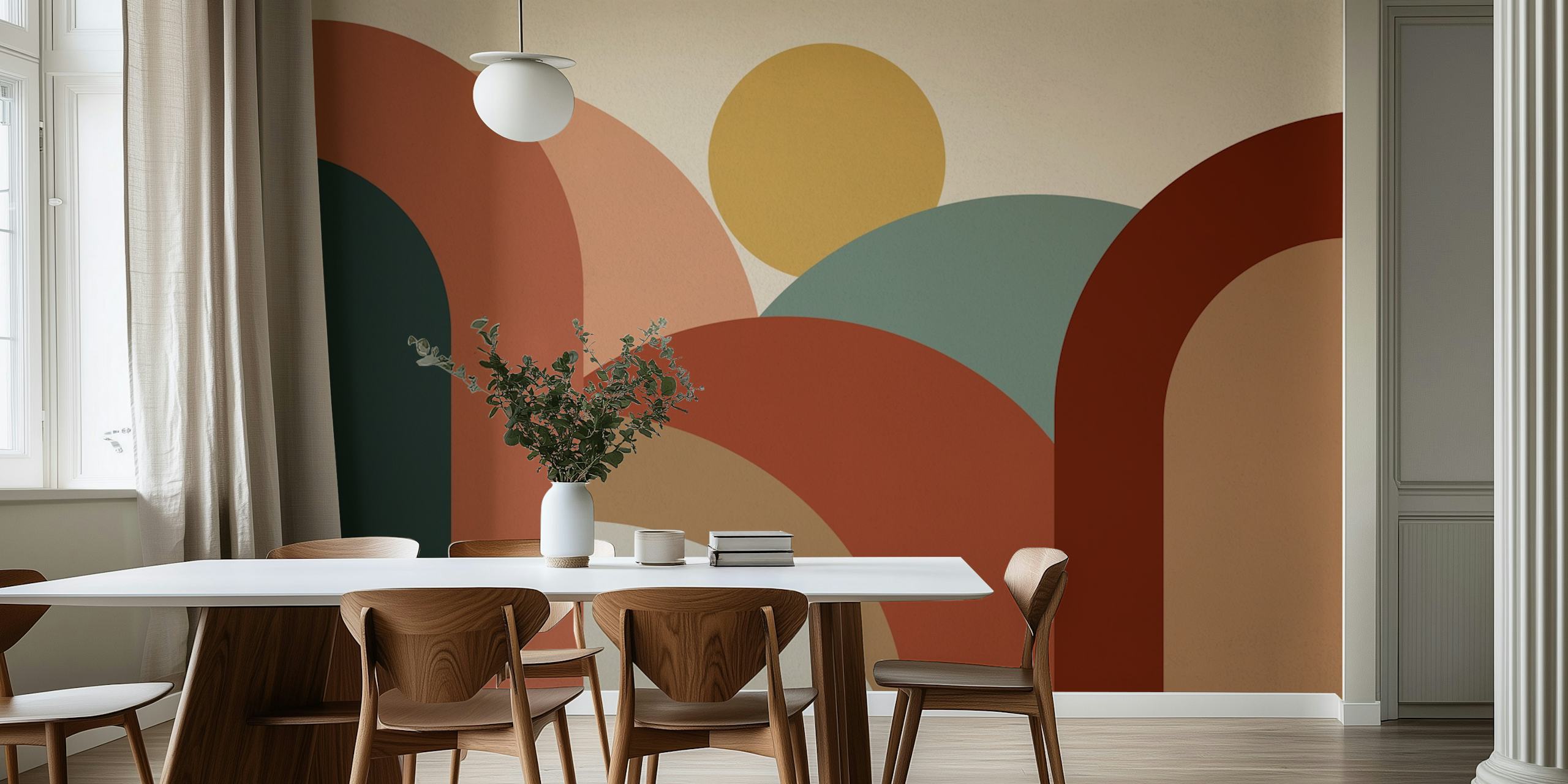 Papel pintado Soothing Vintage Arch Sunset en una habitación