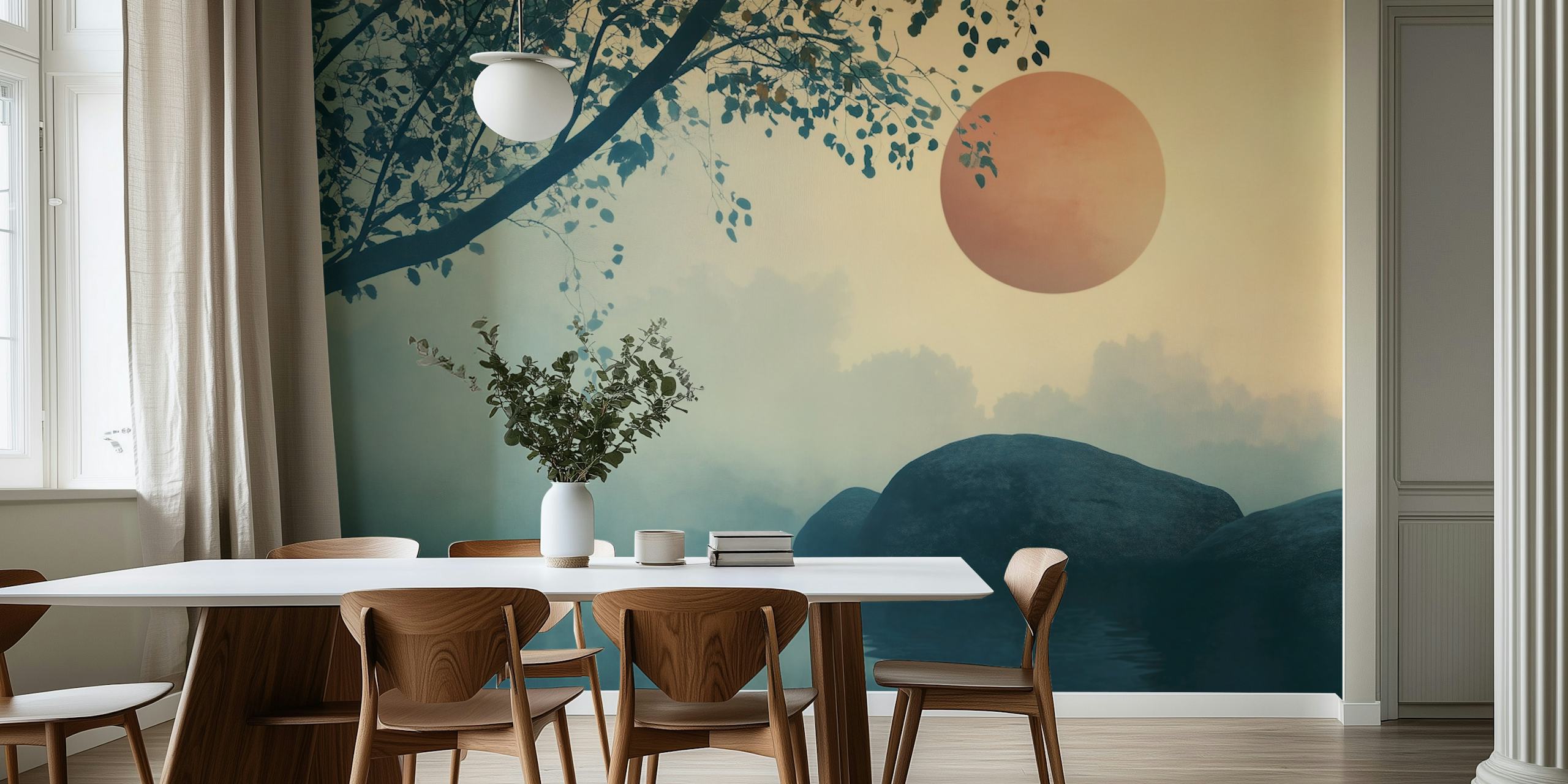 Serene Dawn Reflection wallpaper in a room