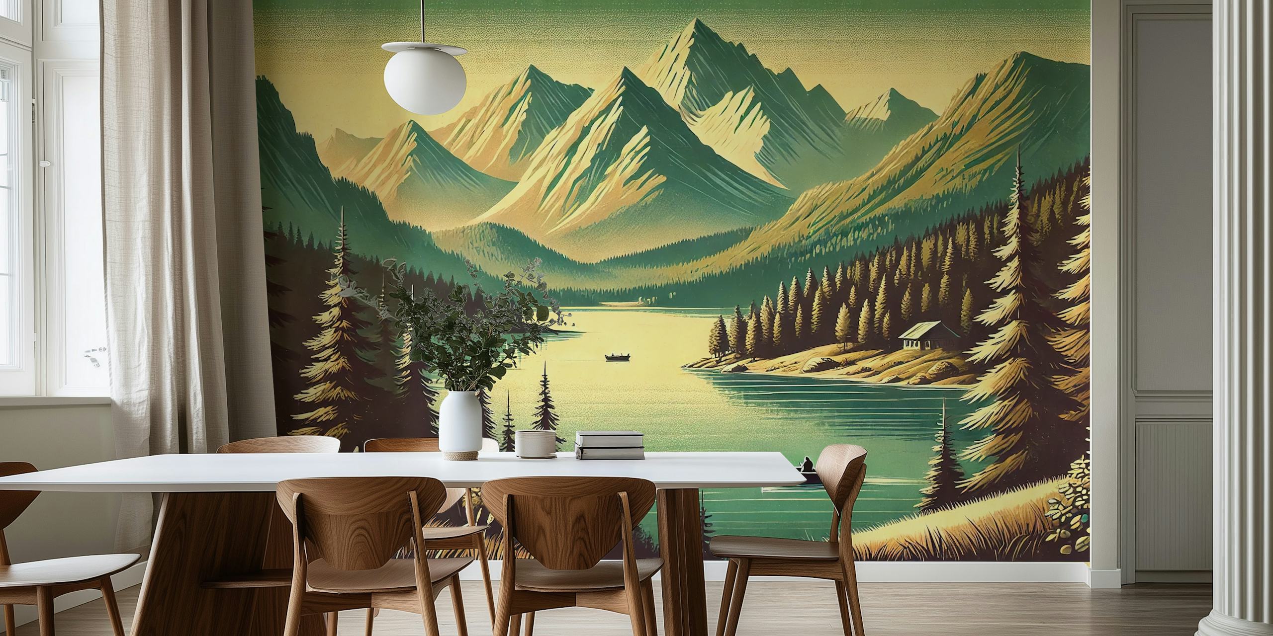 Vintage Alpine Tranquility wallpaper i et rum