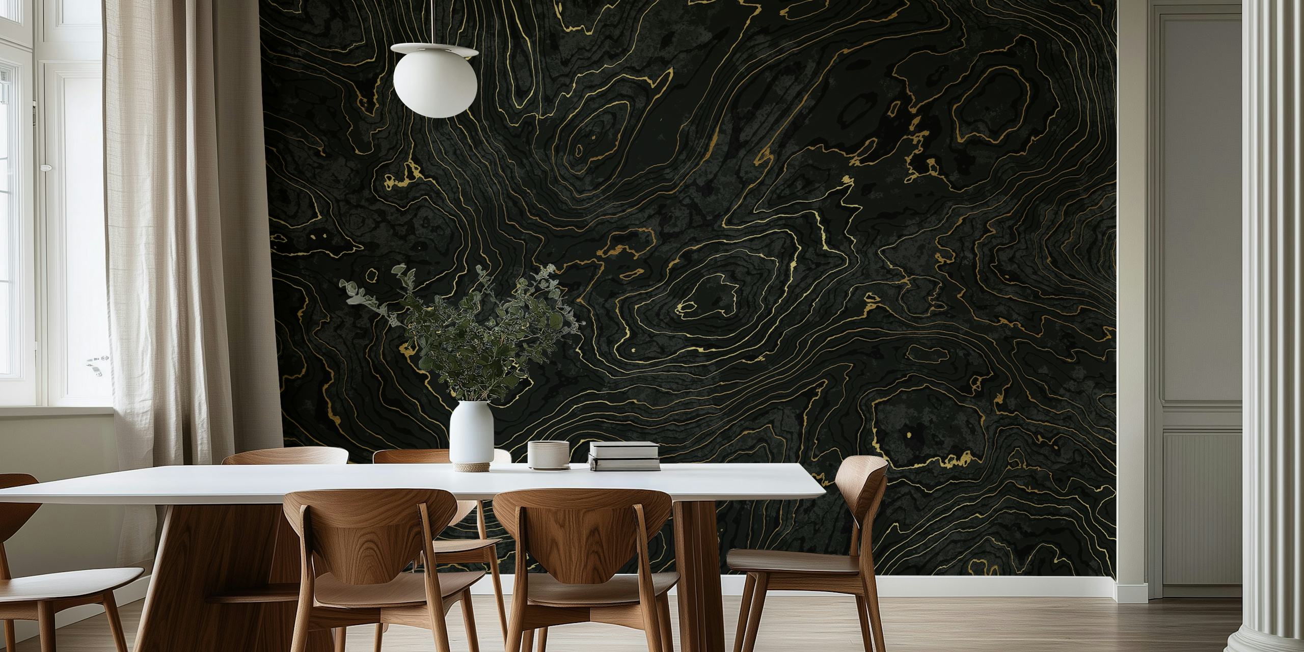 Portoro Black and Gold Marble Texture tapeta u sobi