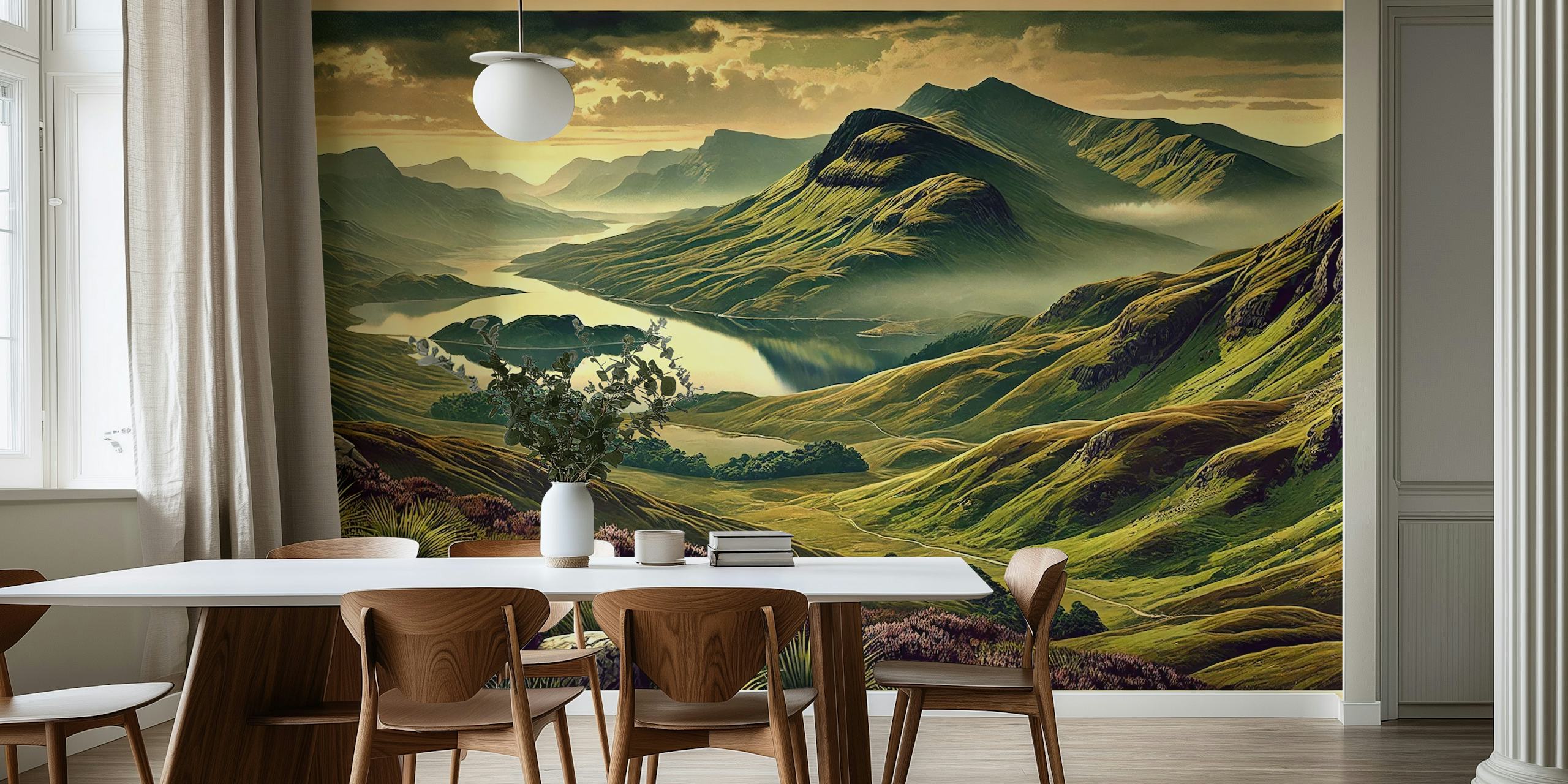 Ταπετσαρία Vintage Scotland Highlands and Lochs σε ένα δωμάτιο