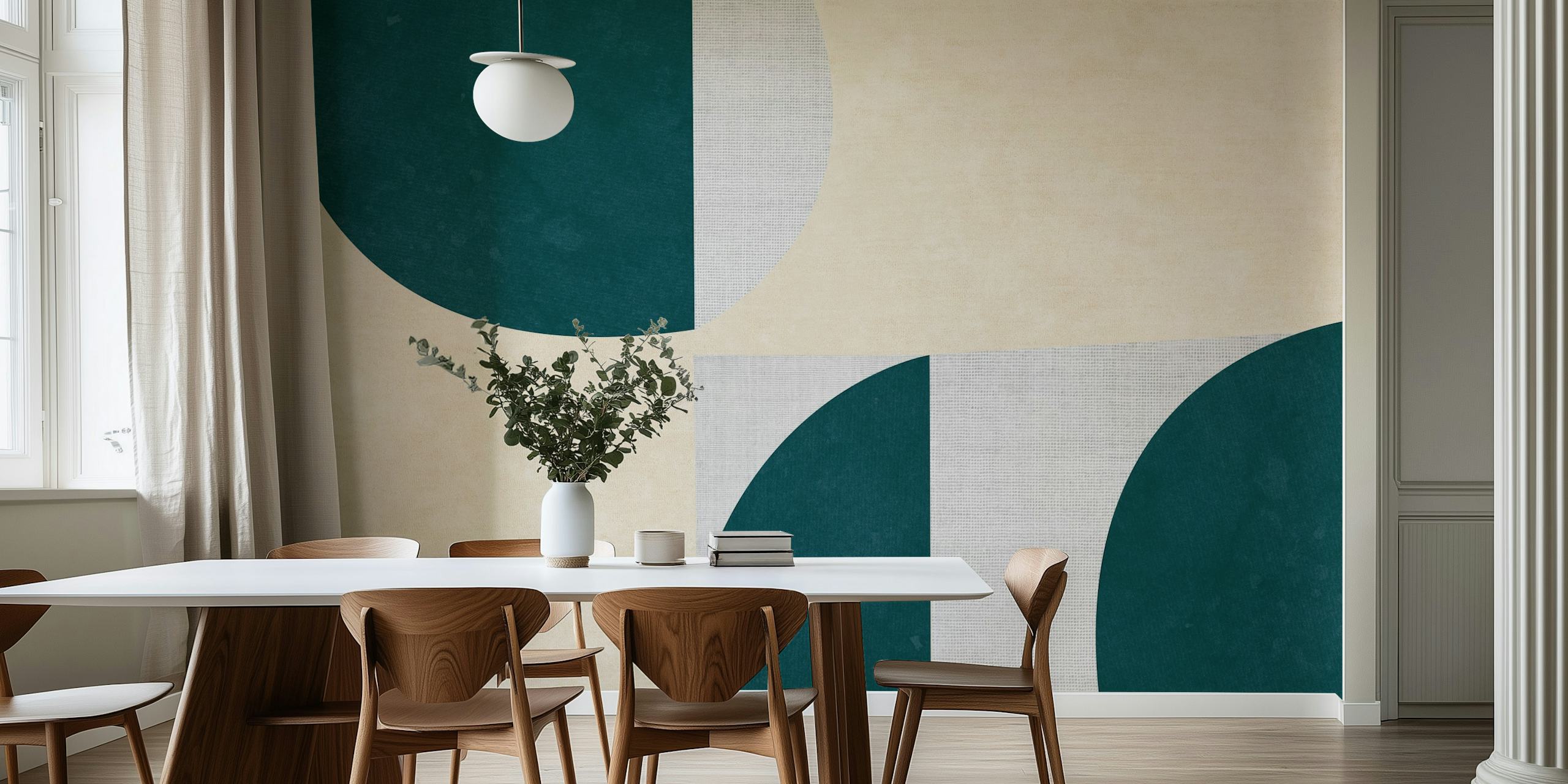 Chic geometric wallpaper design in a room