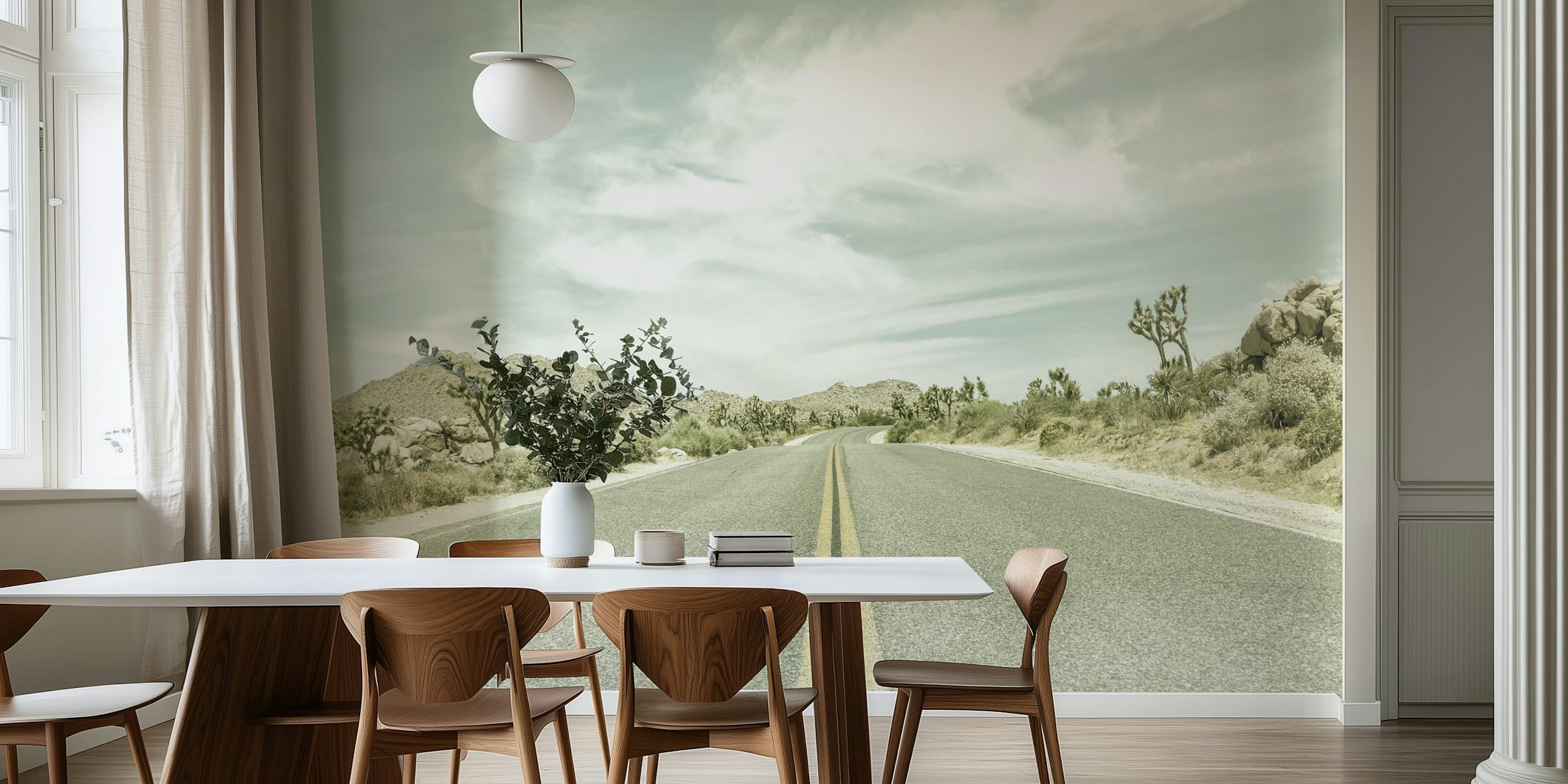 carta da parati Vintage Country Road in una stanza