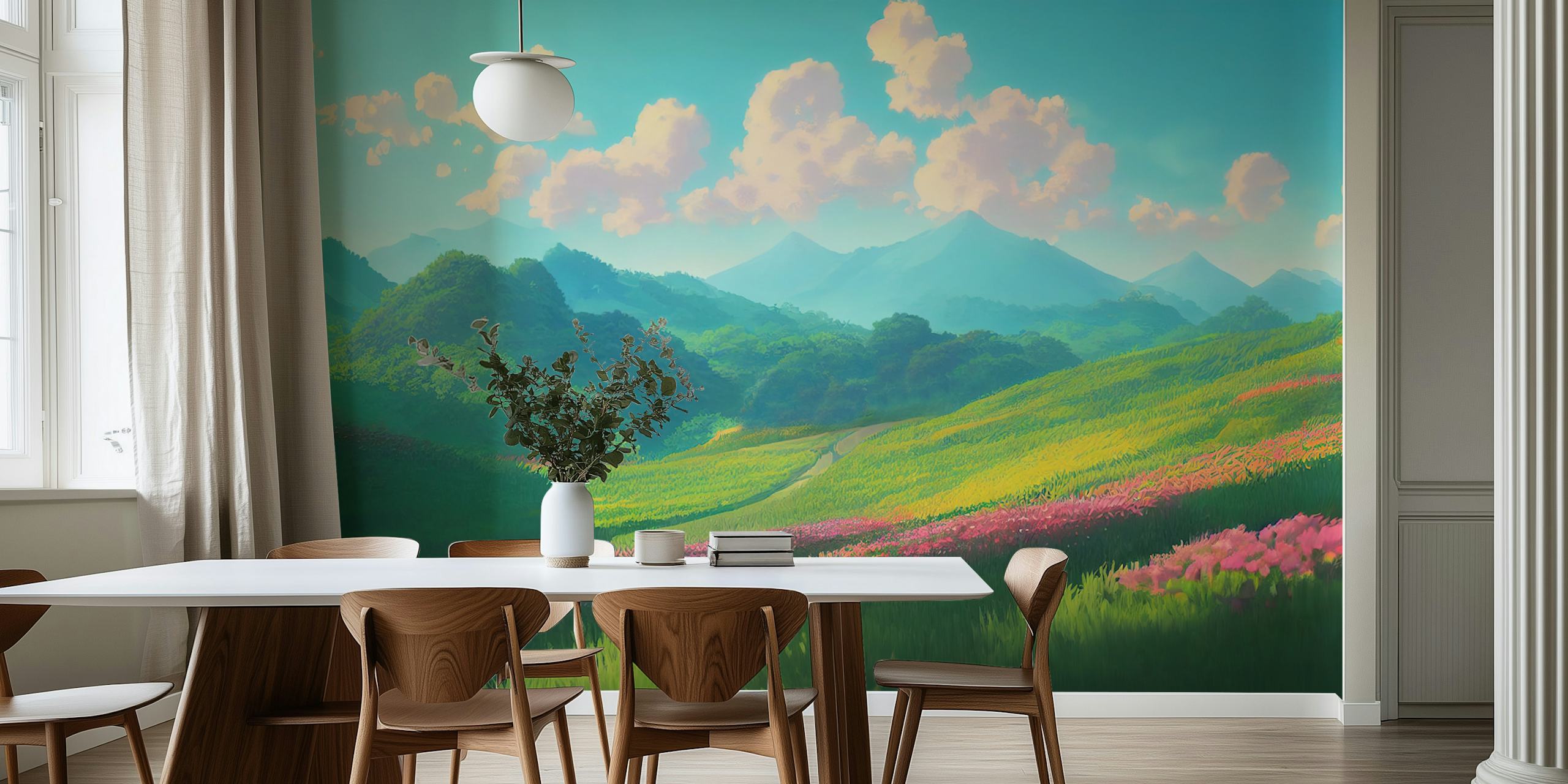 Ταπετσαρία Colorful mountain view σε ένα δωμάτιο