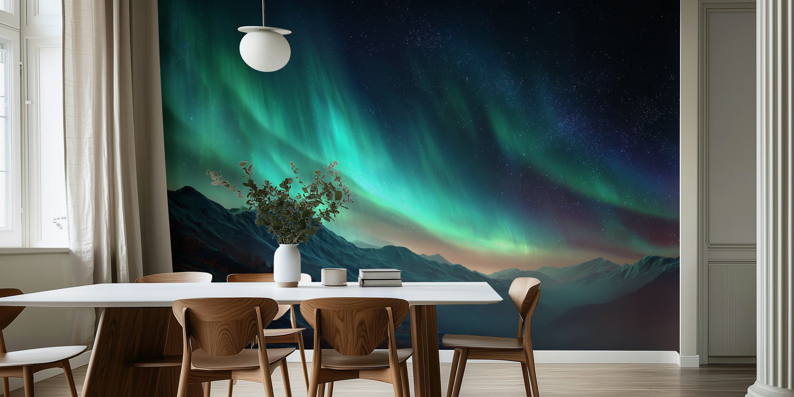 Northern Lights Majesty tapet i ett rum