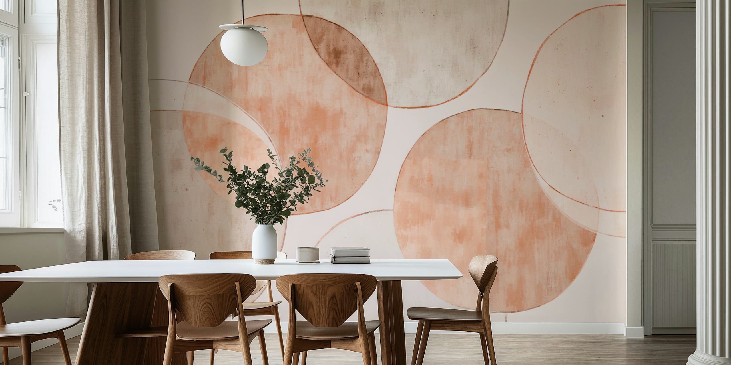 Warme Warm Abstract Circles wallpaper in een kamer