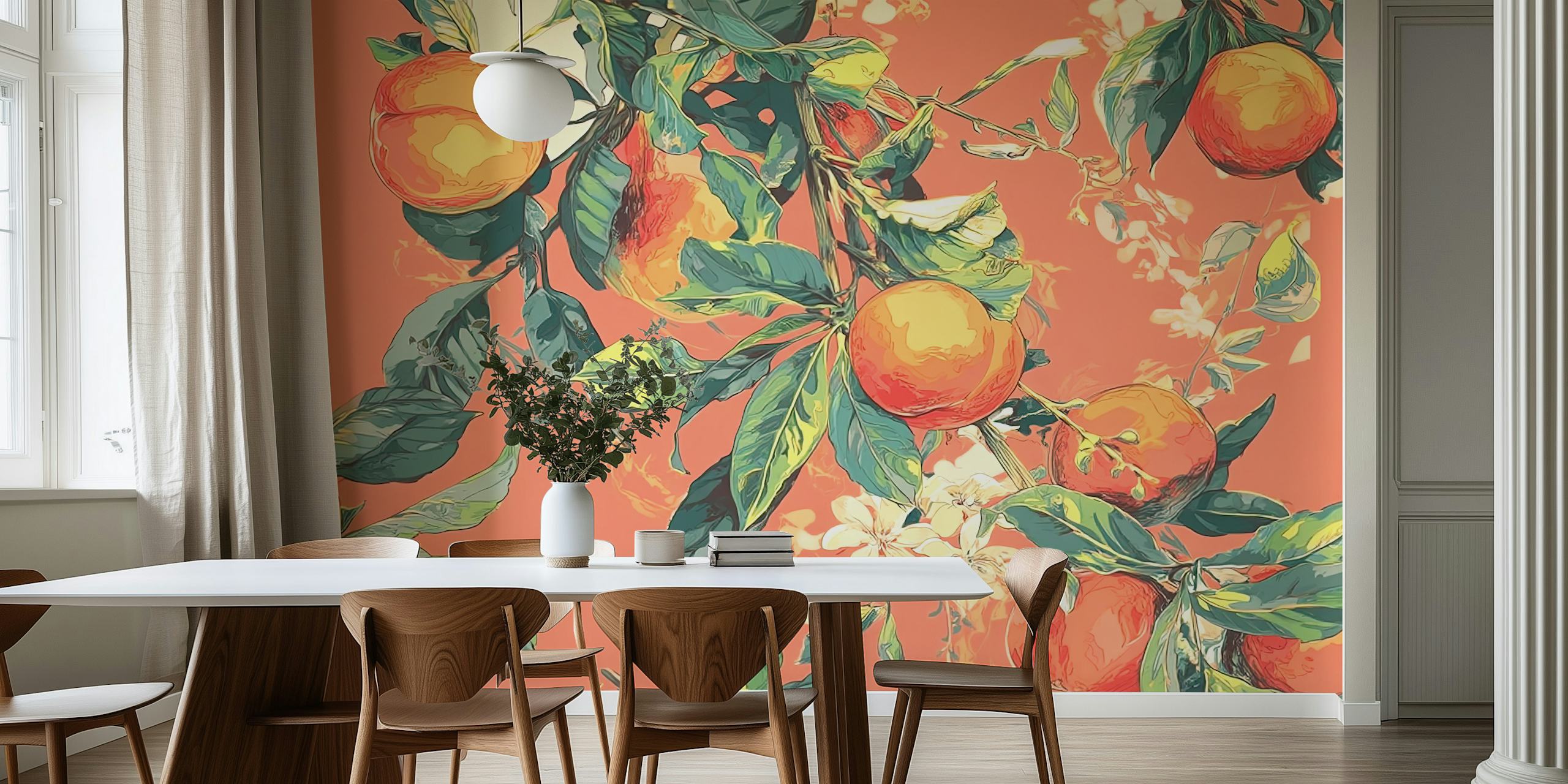 Peachy Blossom wallpaper design in a room