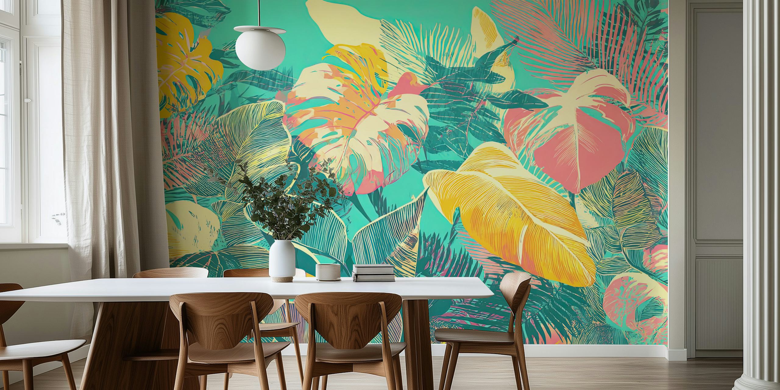 Tropical Turquoise Dreamscape tapetti huoneessa
