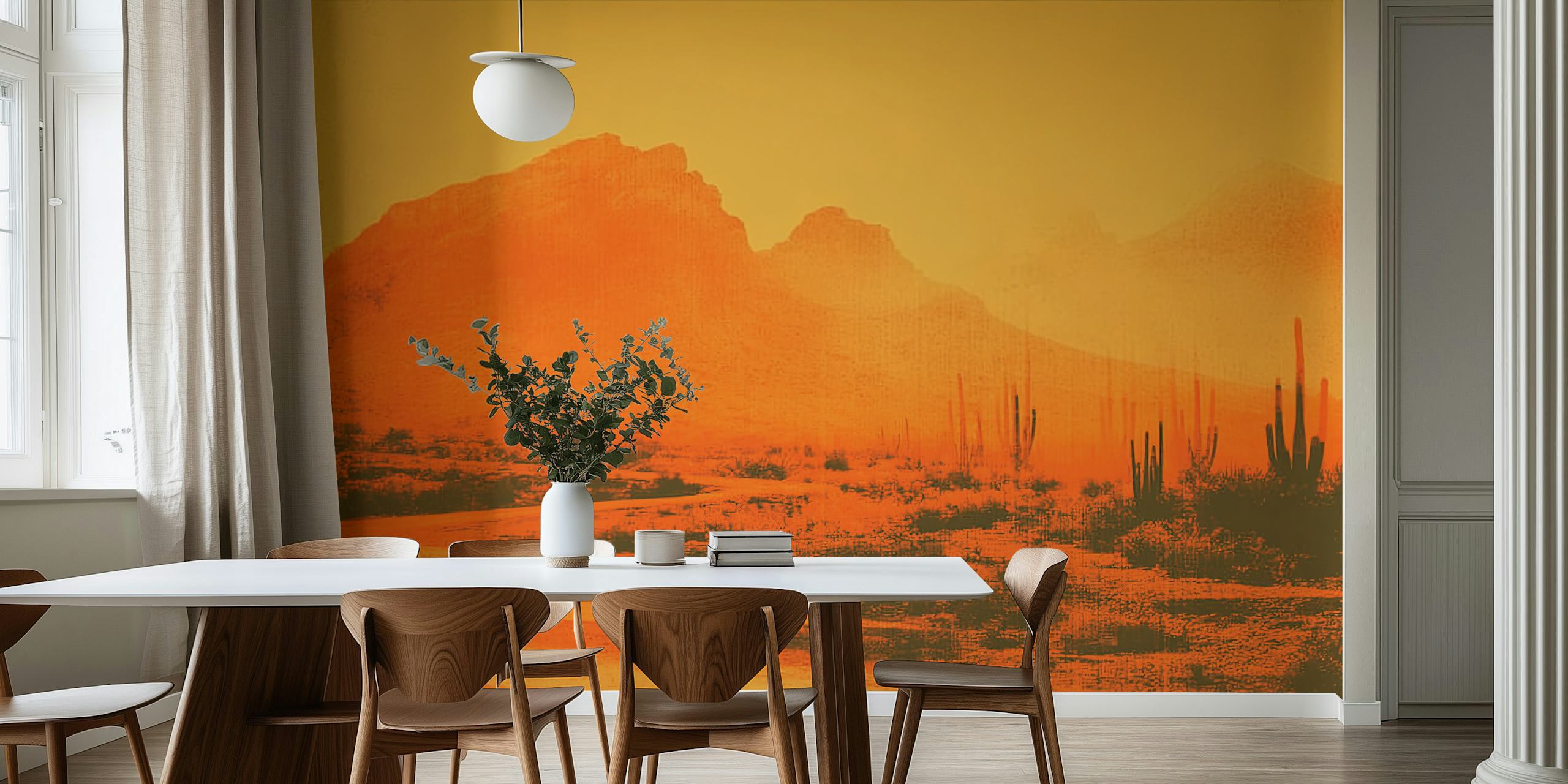 Orange Desert Sunset Tapete in einem Raum