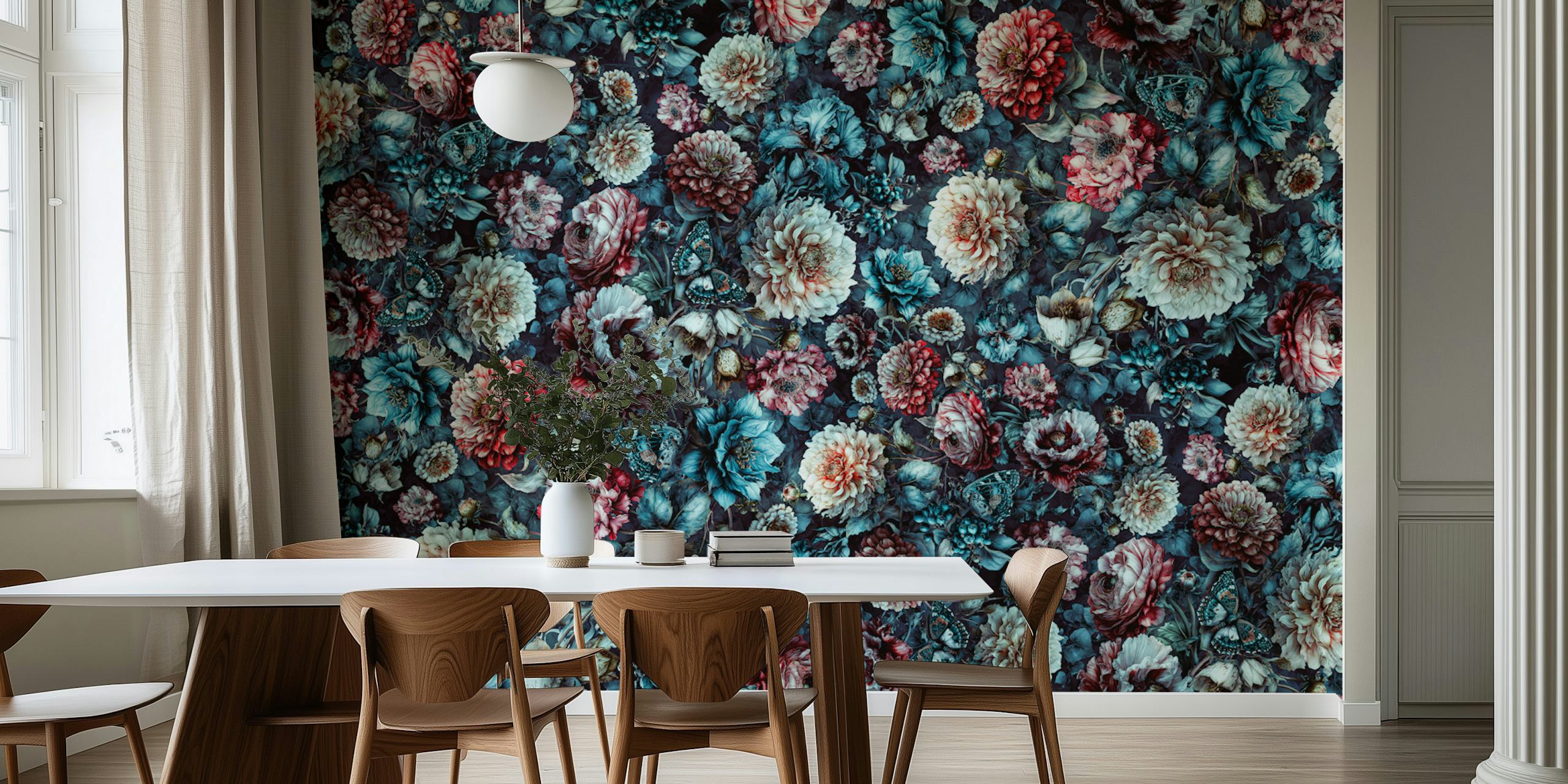 Night Garden Blossomstorm floral wallpaper in a room