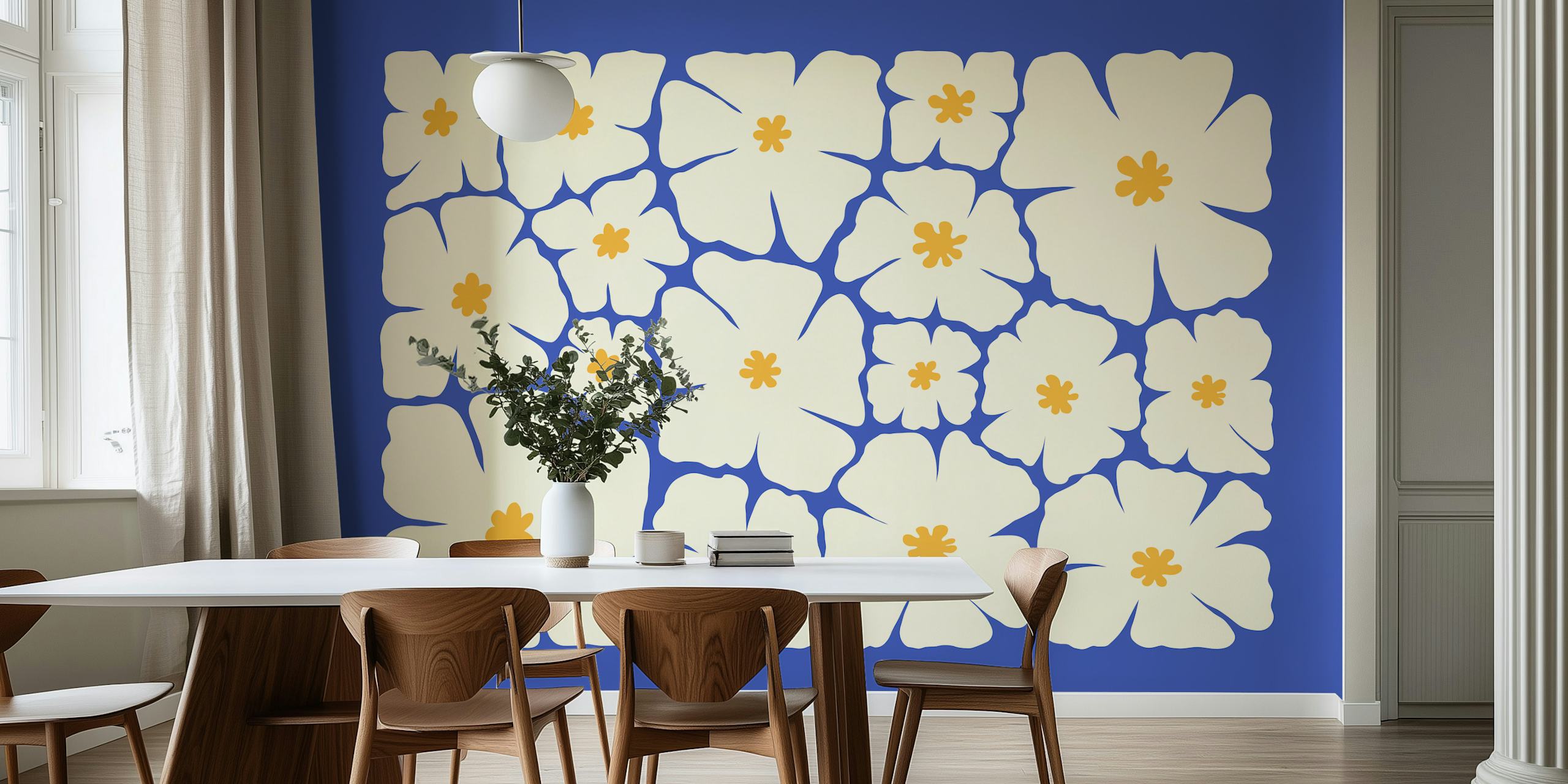 Τολμηρός floral σχεδιασμός ταπετσαρίας σε ένα δωμάτιο