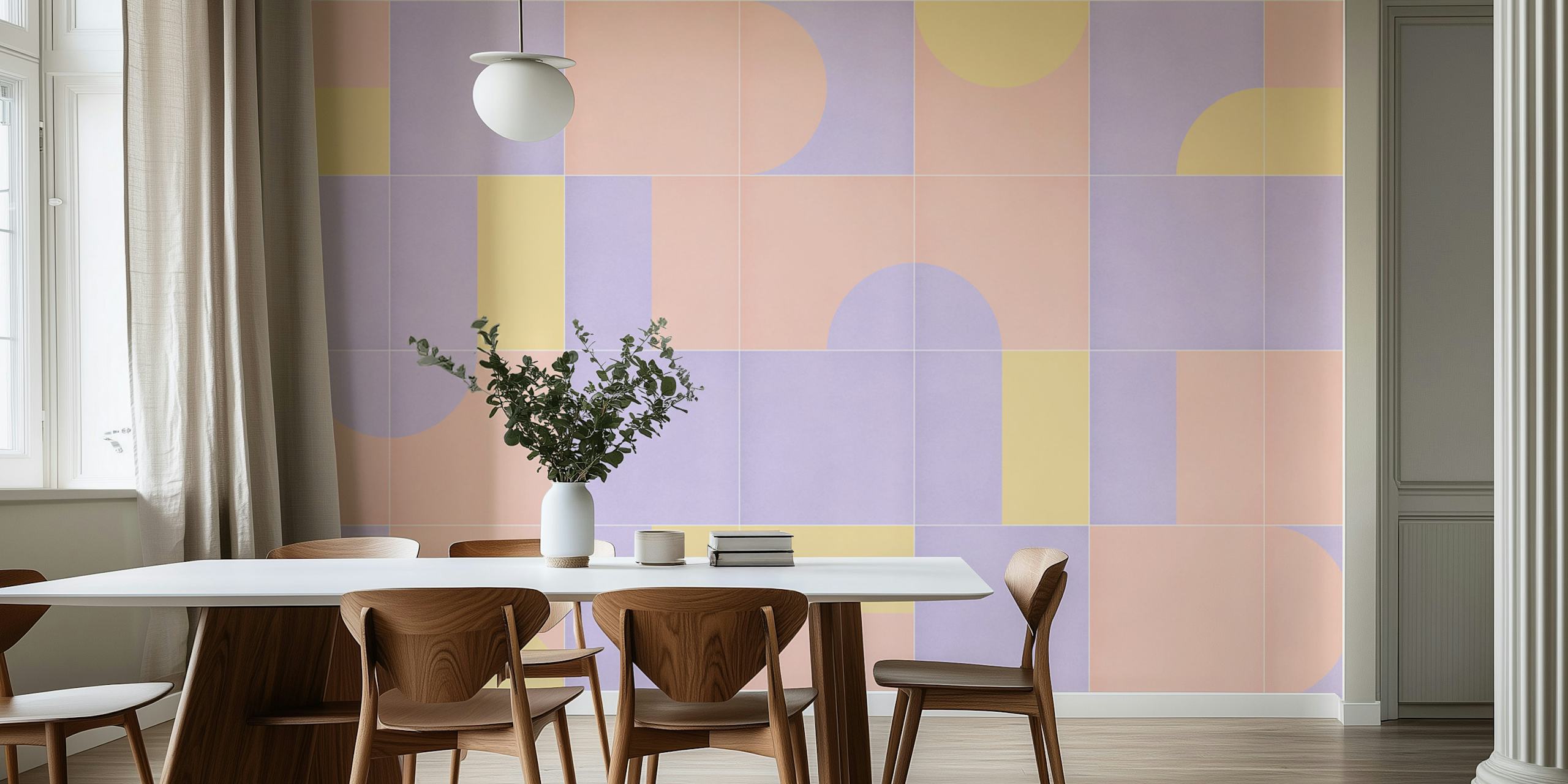 Papel pintado Retro Tiles 18 en una habitación moderna